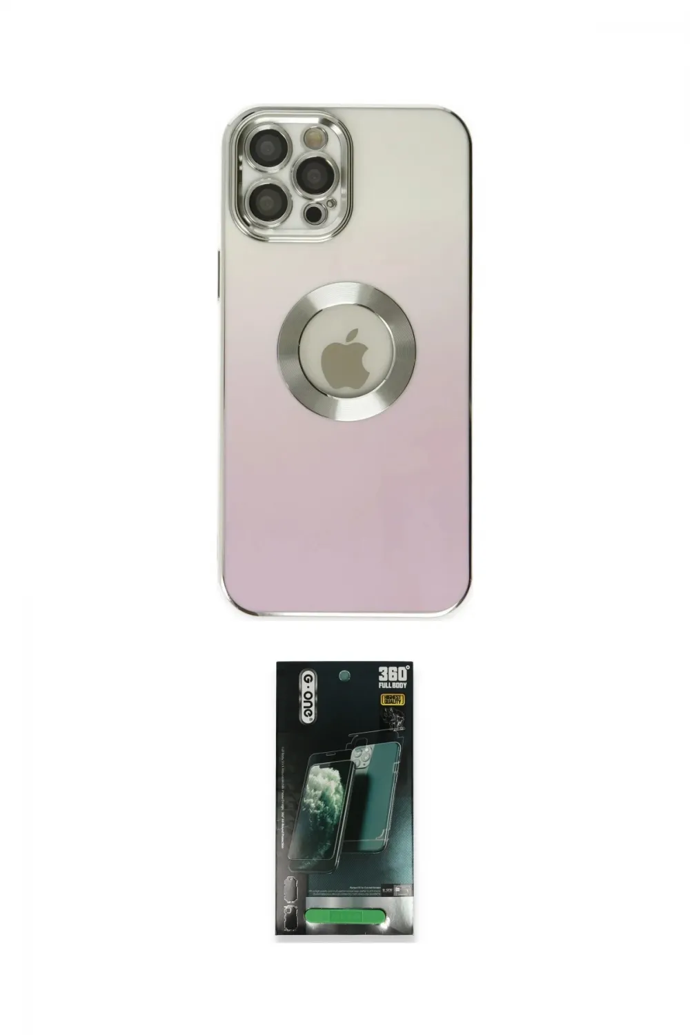 ieg™ iPhone 12 Pro Kılıf Kutup Yansıma Özel Seri - Siyah 360 Mat Full Body Arka Koruyucu