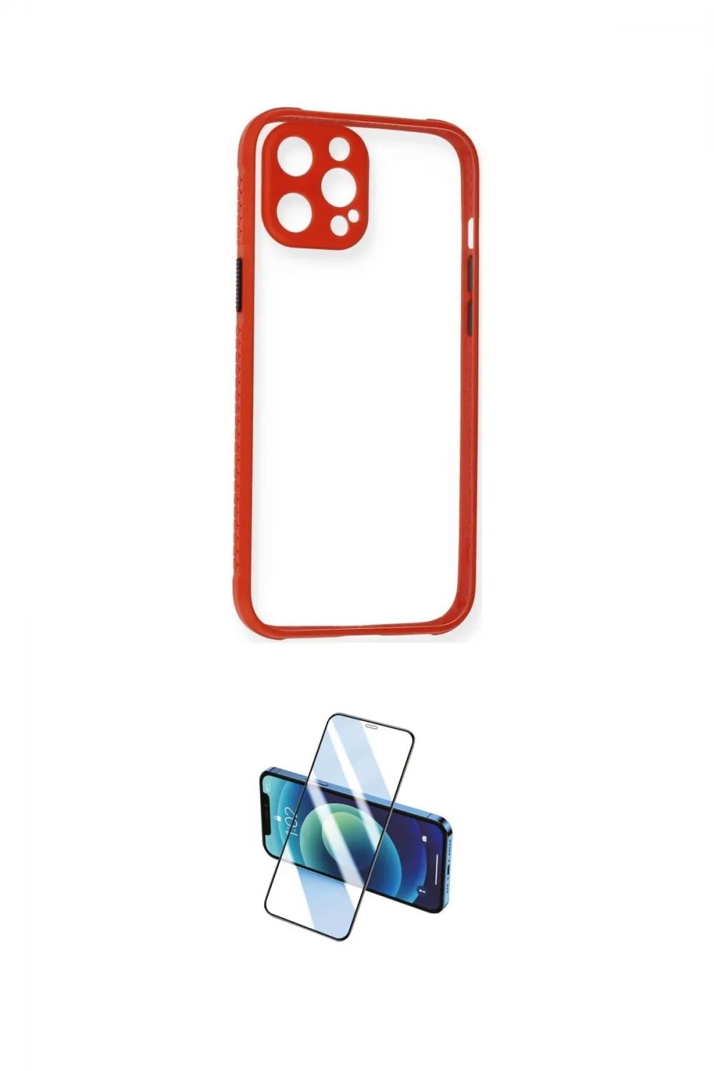 ieg™ iPhone 12 Pro Kılıf Nova Asil Özel Seri - Siyah 3D Antistatik Cam Ekran Koruyucu