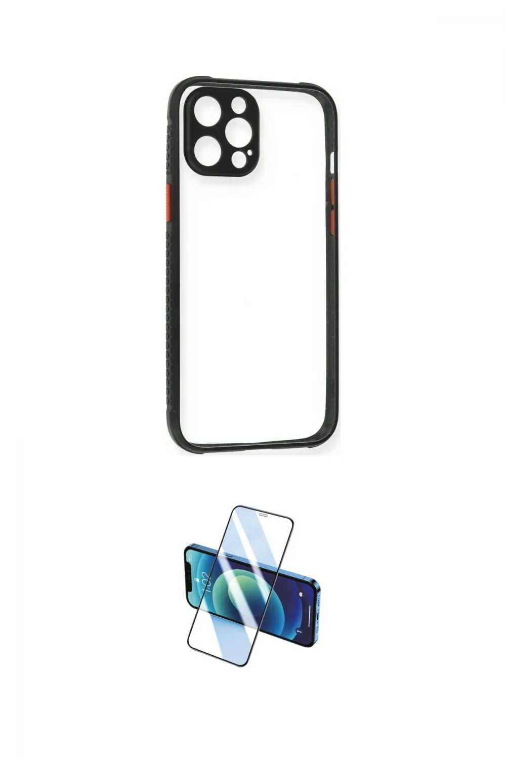 ieg™ iPhone 12 Pro Kılıf Nova Asil Özel Seri - Siyah 3D Antistatik Seramik Nano Ekran Koruyucu