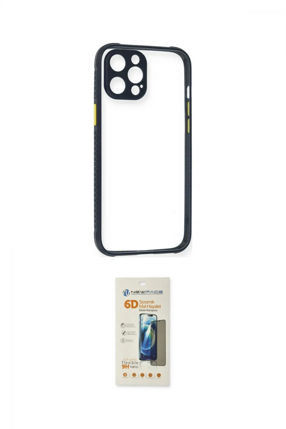 ieg™ iPhone 12 Pro Kılıf Nova Asil Özel Seri - Siyah 6D Mat Seramik Hayalet Nano Ekran Koruyucu