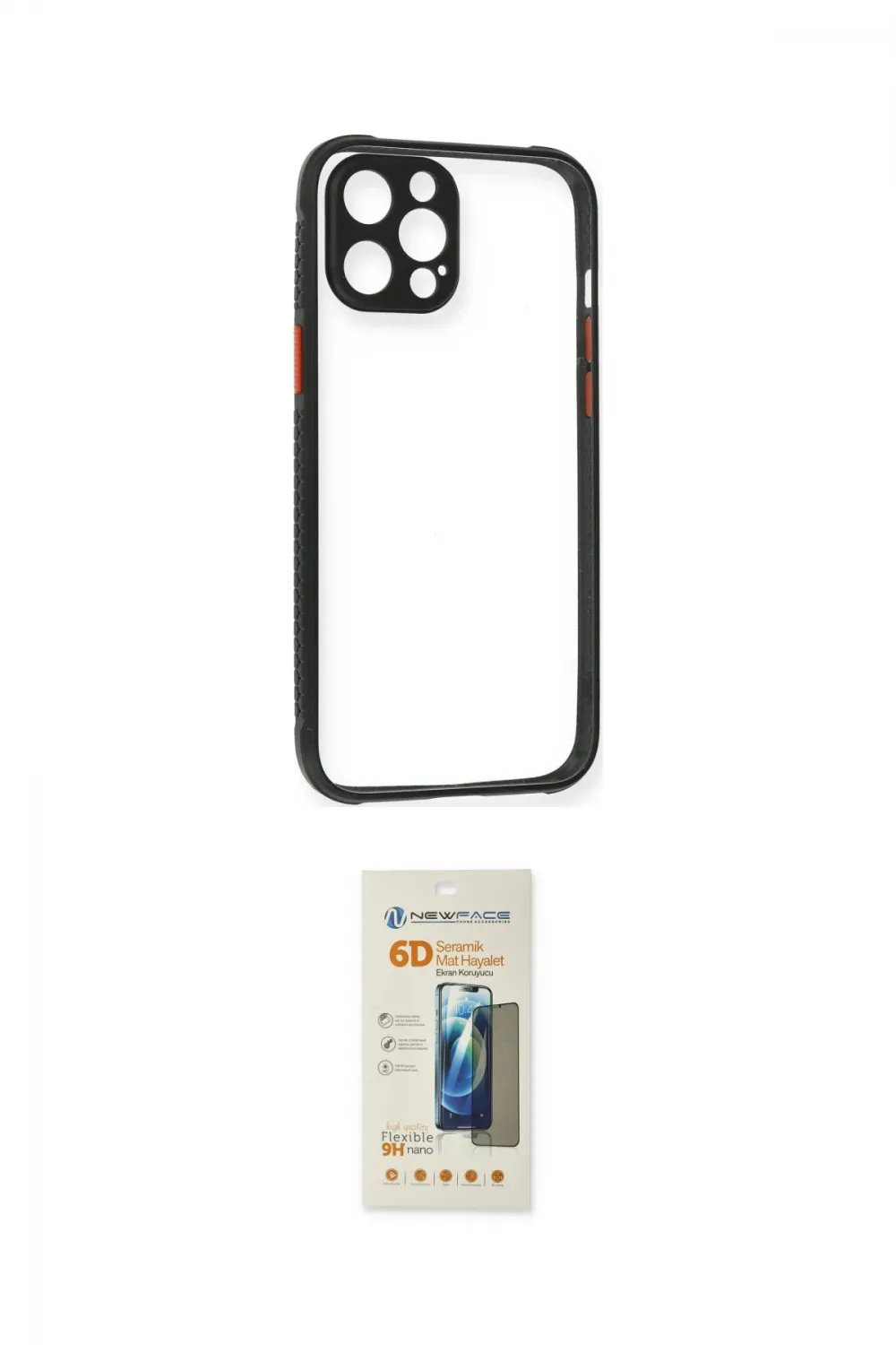 ieg™ iPhone 12 Pro Kılıf Nova Asil Özel Seri - Siyah 6D Mat Seramik Hayalet Nano Ekran Koruyucu