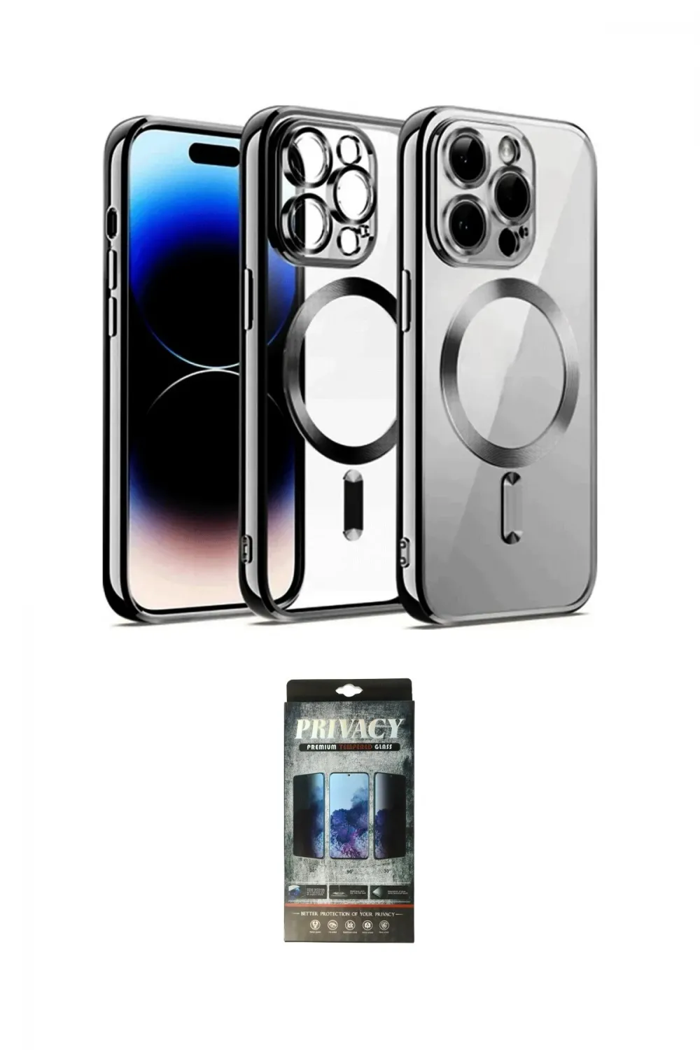 ieg™ iPhone 12 Pro Kılıf Nova Işık Özel Seri - Siyah 34D Hayalet Izgaralı Cam