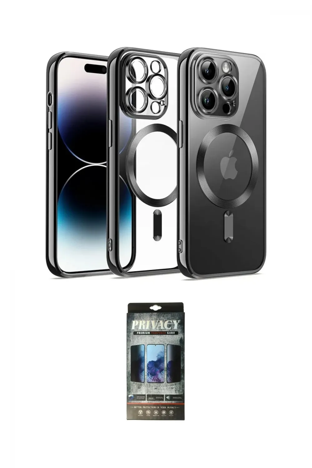 ieg™ iPhone 12 Pro Kılıf Nova Işık Özel Seri - Siyah 34D Hayalet Izgaralı Cam