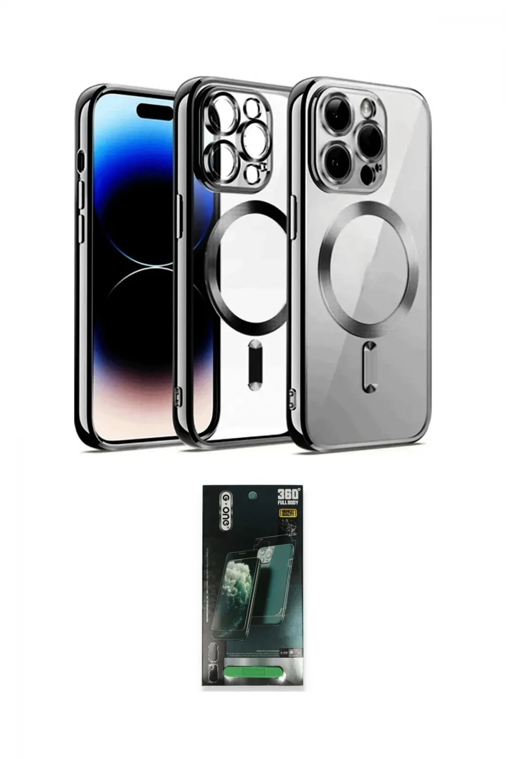 ieg™ iPhone 12 Pro Kılıf Nova Işık Özel Seri - Siyah 360 Mat Full Body Arka Koruyucu