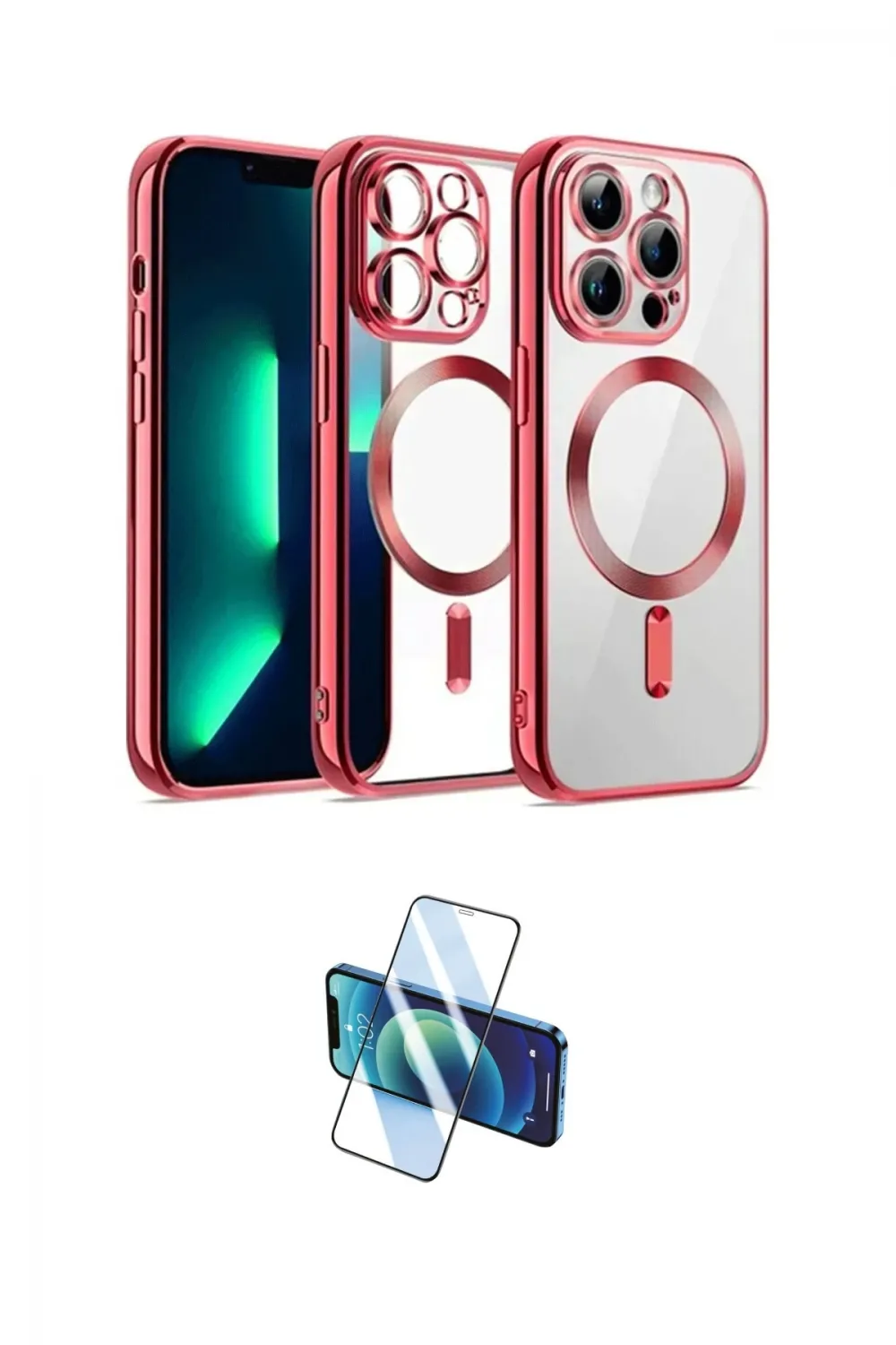 ieg™ iPhone 12 Pro Kılıf Nova Işık Özel Seri - Siyah 3D Antistatik Cam Ekran Koruyucu