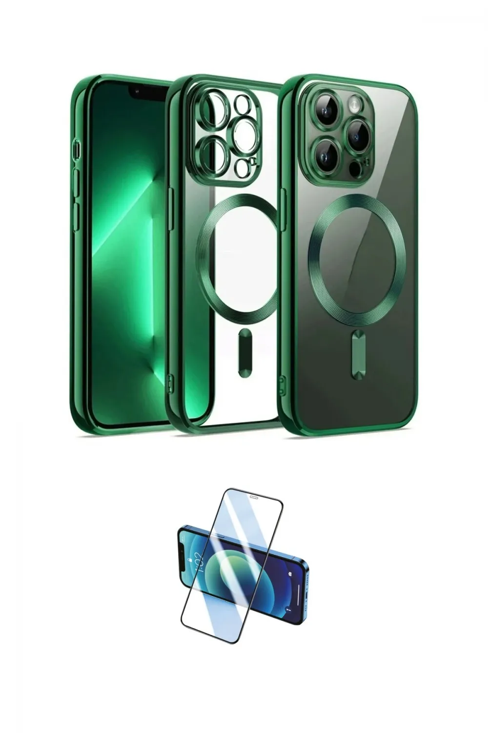 ieg™ iPhone 12 Pro Kılıf Nova Işık Özel Seri - Siyah 3D Antistatik Cam Ekran Koruyucu