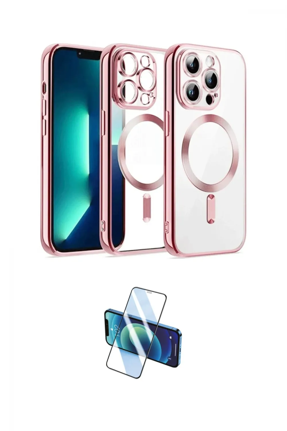 ieg™ iPhone 12 Pro Kılıf Nova Işık Özel Seri - Siyah 3D Antistatik Cam Ekran Koruyucu