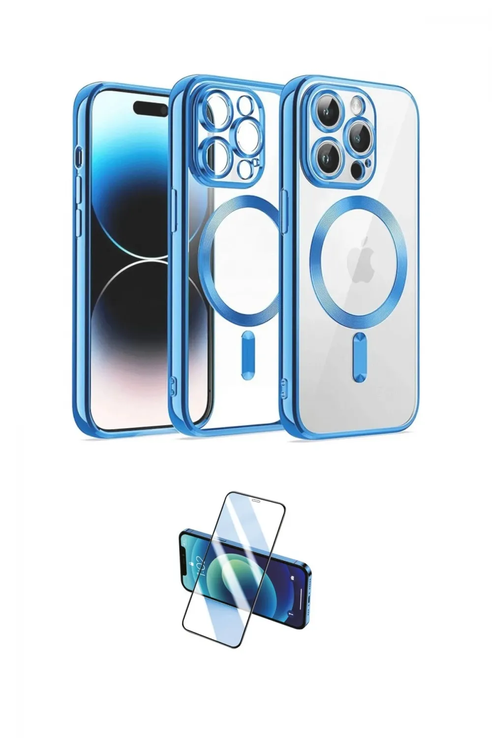 ieg™ iPhone 12 Pro Kılıf Nova Işık Özel Seri - Siyah 3D Antistatik Cam Ekran Koruyucu