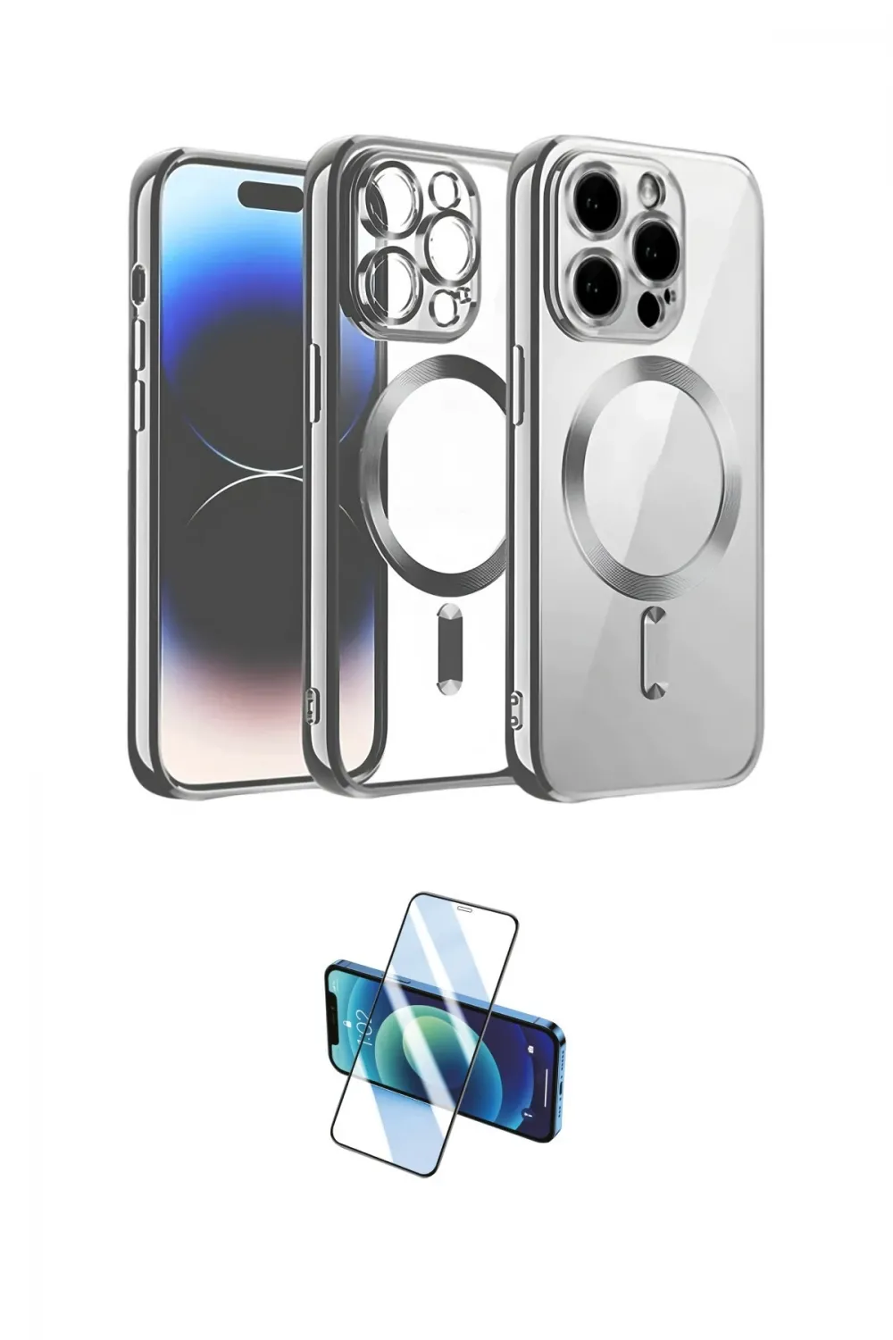ieg™ iPhone 12 Pro Kılıf Nova Işık Özel Seri - Siyah 3D Antistatik Cam Ekran Koruyucu