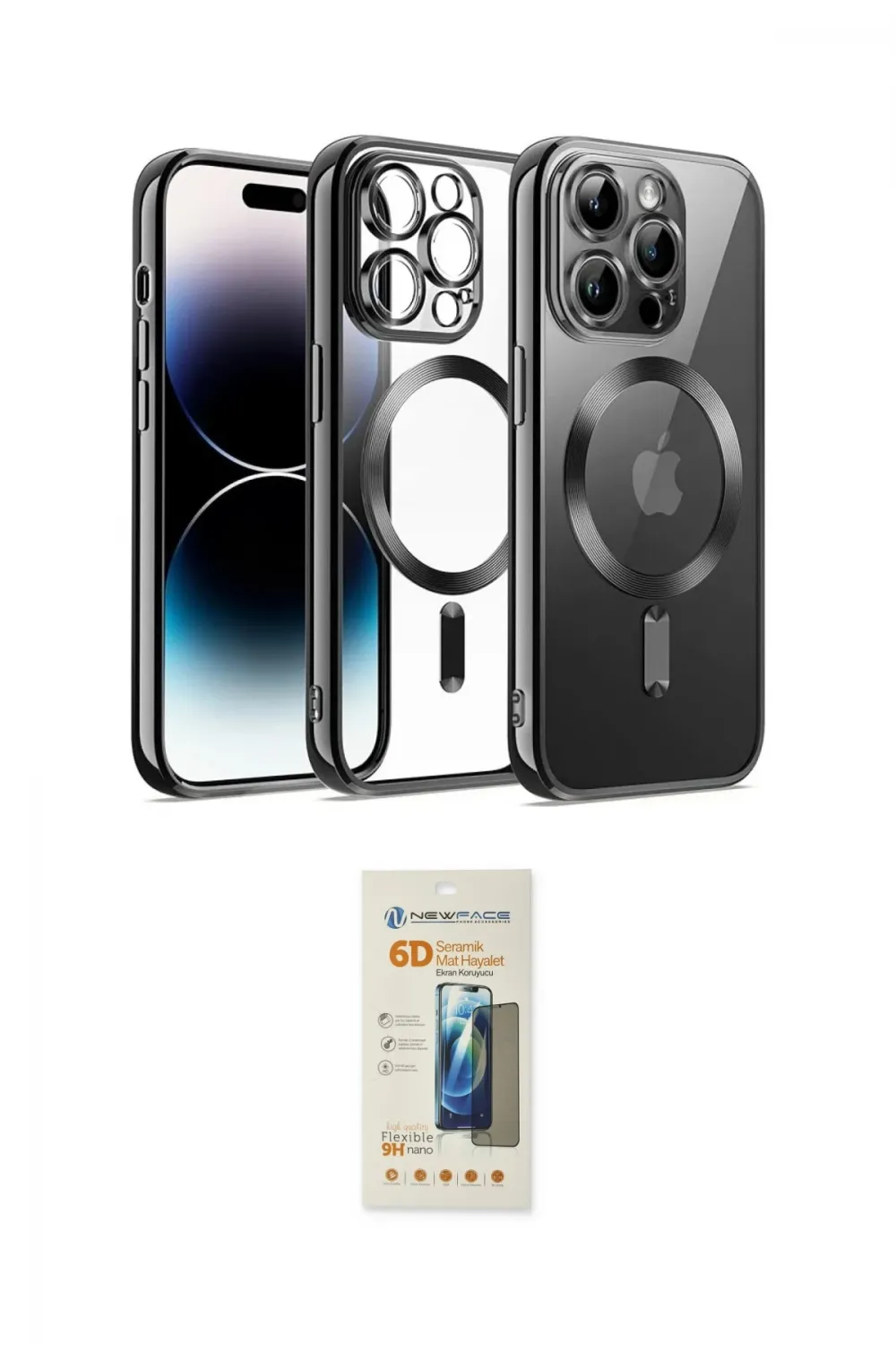 ieg™ iPhone 12 Pro Kılıf Nova Işık Özel Seri - Siyah 6D Mat Seramik Hayalet Nano Ekran Koruyucu