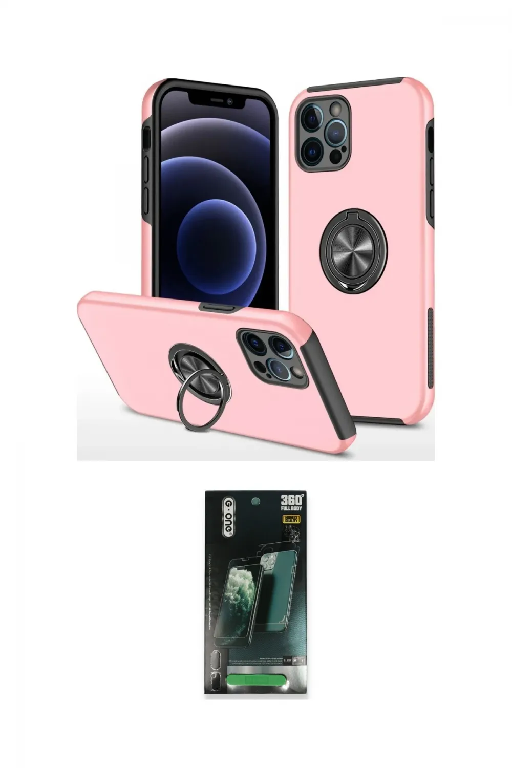 ieg™ iPhone 12 Pro Kılıf Odak Form Prime - Siyah 360 Mat Full Body Arka Koruyucu