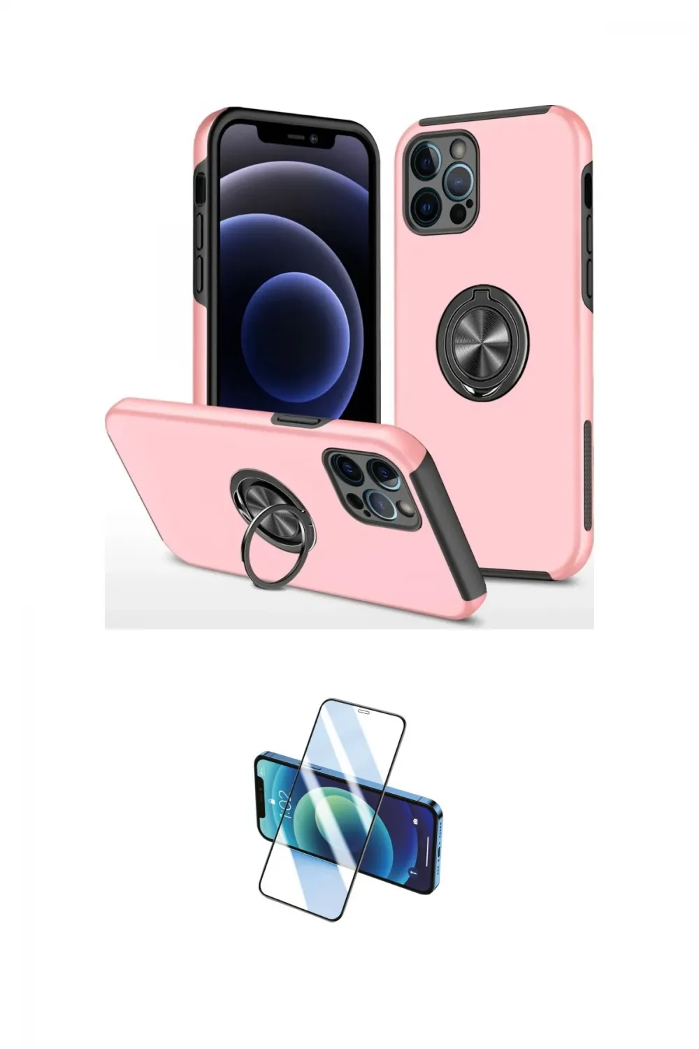 ieg™ iPhone 12 Pro Kılıf Odak Form Prime - Siyah 3D Antistatik Seramik Nano Ekran Koruyucu