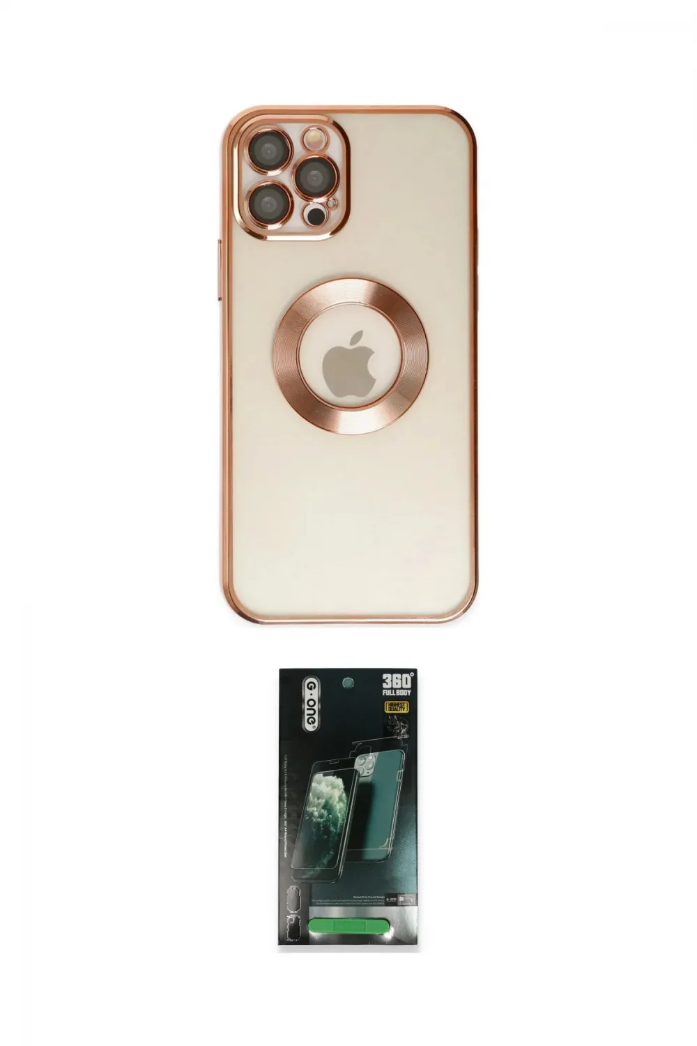 ieg™ iPhone 12 Pro Kılıf Pusula Form - Şeffaf 360 Full Body Arka Koruyucu