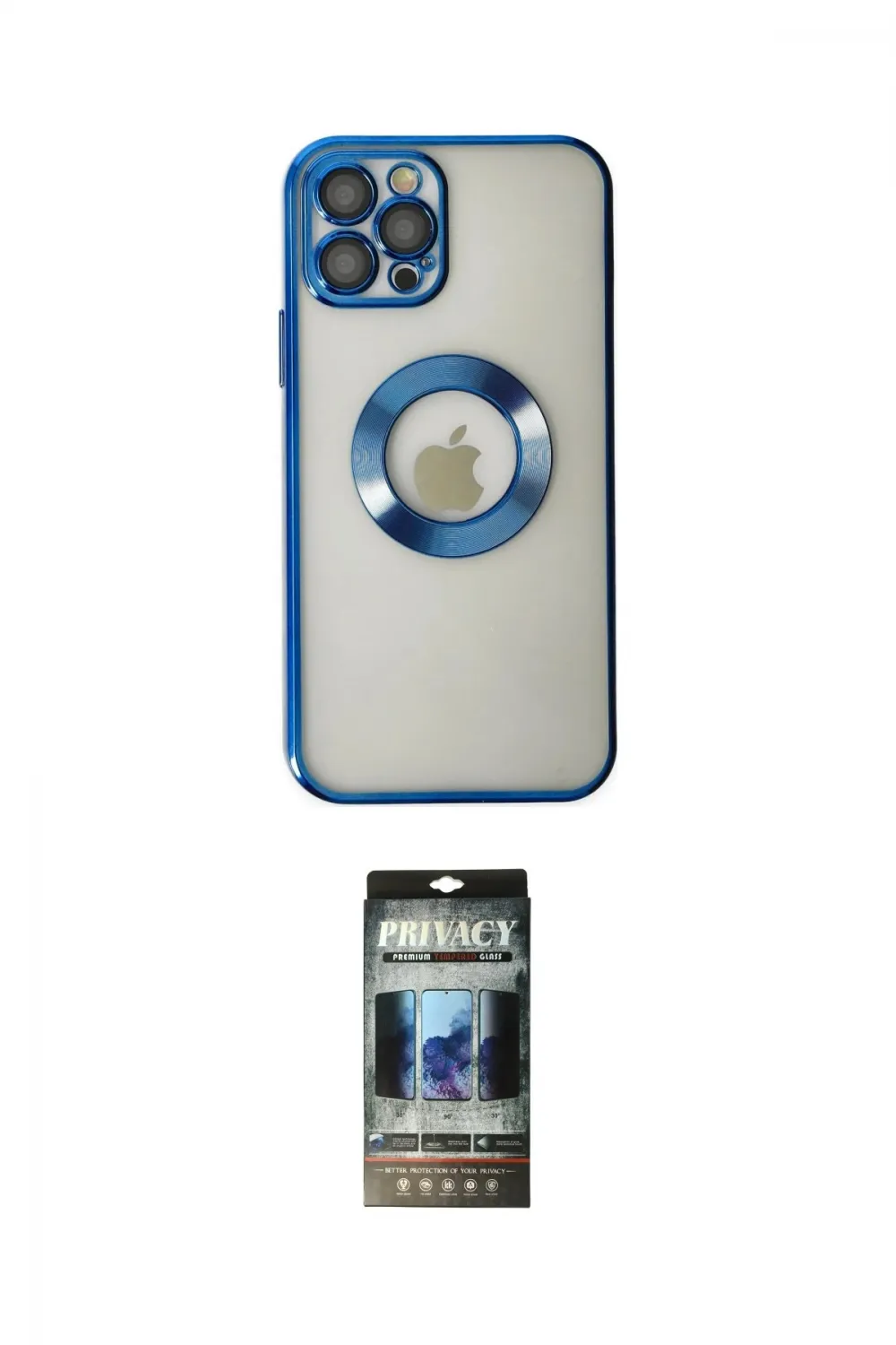 ieg™ iPhone 12 Pro Kılıf Pusula Form - Siyah 34D Hayalet Izgaralı Cam