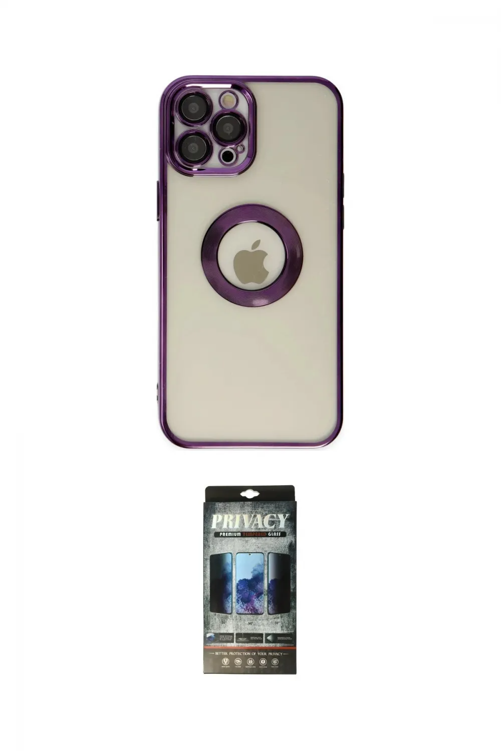 ieg™ iPhone 12 Pro Kılıf Pusula Form - Siyah 34D Hayalet Izgaralı Cam