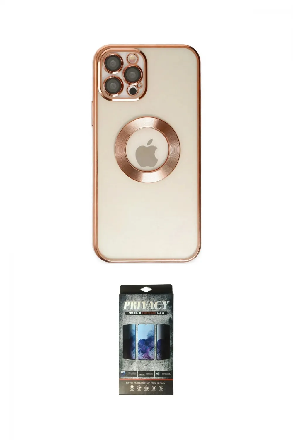 ieg™ iPhone 12 Pro Kılıf Pusula Form - Siyah 34D Hayalet Izgaralı Cam