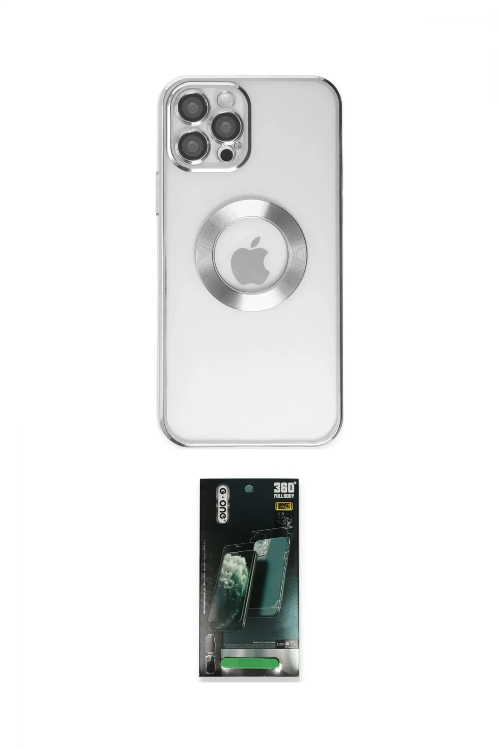 ieg™ iPhone 12 Pro Kılıf Pusula Form - Siyah 360 Mat Full Body Arka Koruyucu