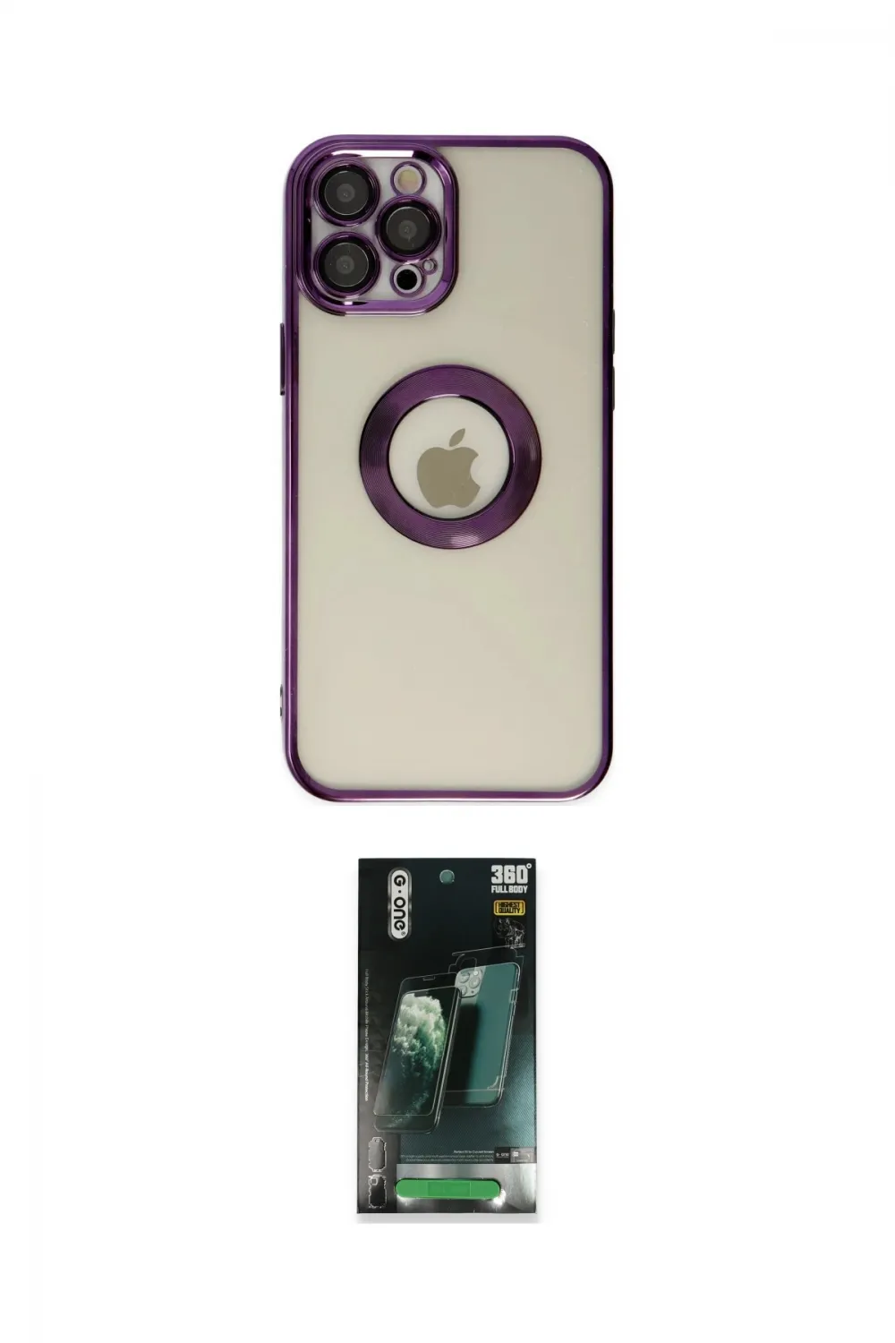 ieg™ iPhone 12 Pro Kılıf Pusula Form - Siyah 360 Mat Full Body Arka Koruyucu
