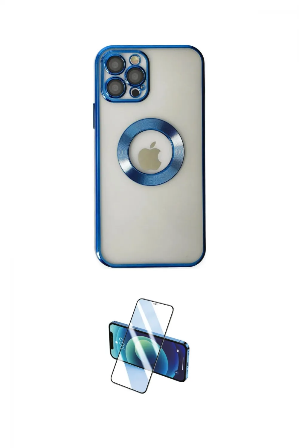 ieg™ iPhone 12 Pro Kılıf Pusula Form - Siyah 3D Antistatik Cam Ekran Koruyucu