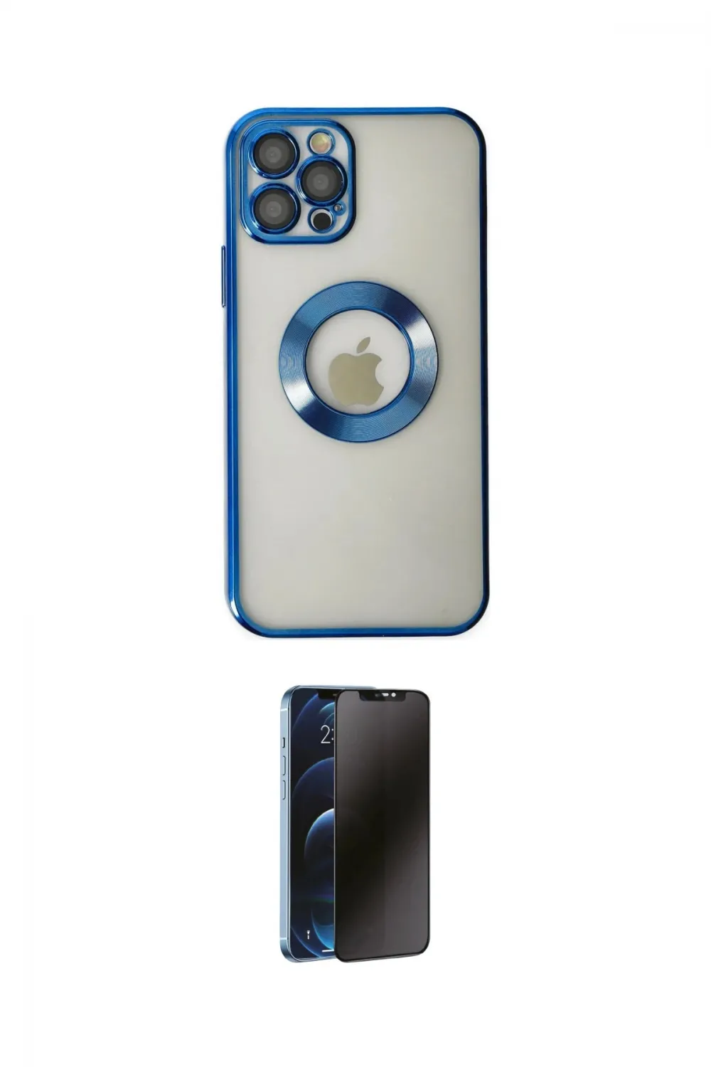 ieg™ iPhone 12 Pro Kılıf Pusula Form - Siyah 3D Antistatik Hayalet Cam Ekran Koruyucu