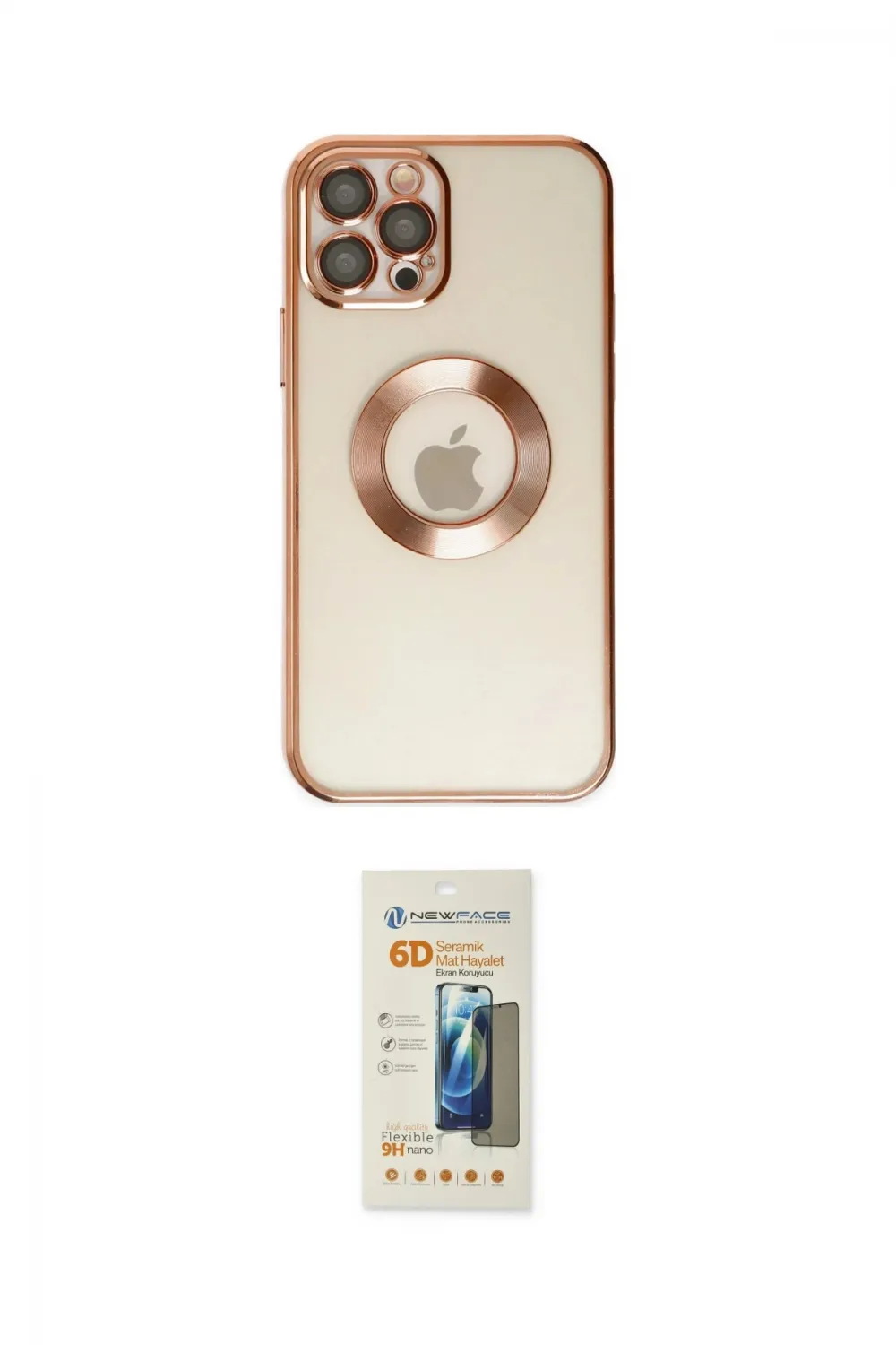 ieg™ iPhone 12 Pro Kılıf Pusula Form - Siyah 6D Mat Seramik Hayalet Nano Ekran Koruyucu