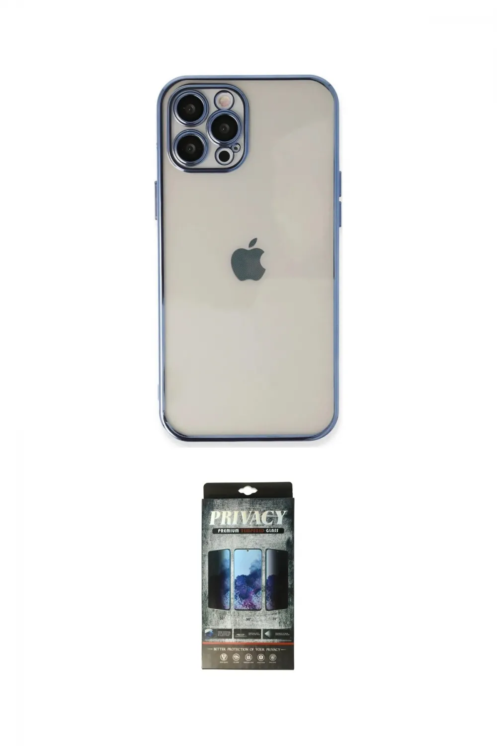 ieg™ iPhone 12 Pro Kılıf Vadi Minimal - Siyah 34D Hayalet Izgaralı Cam