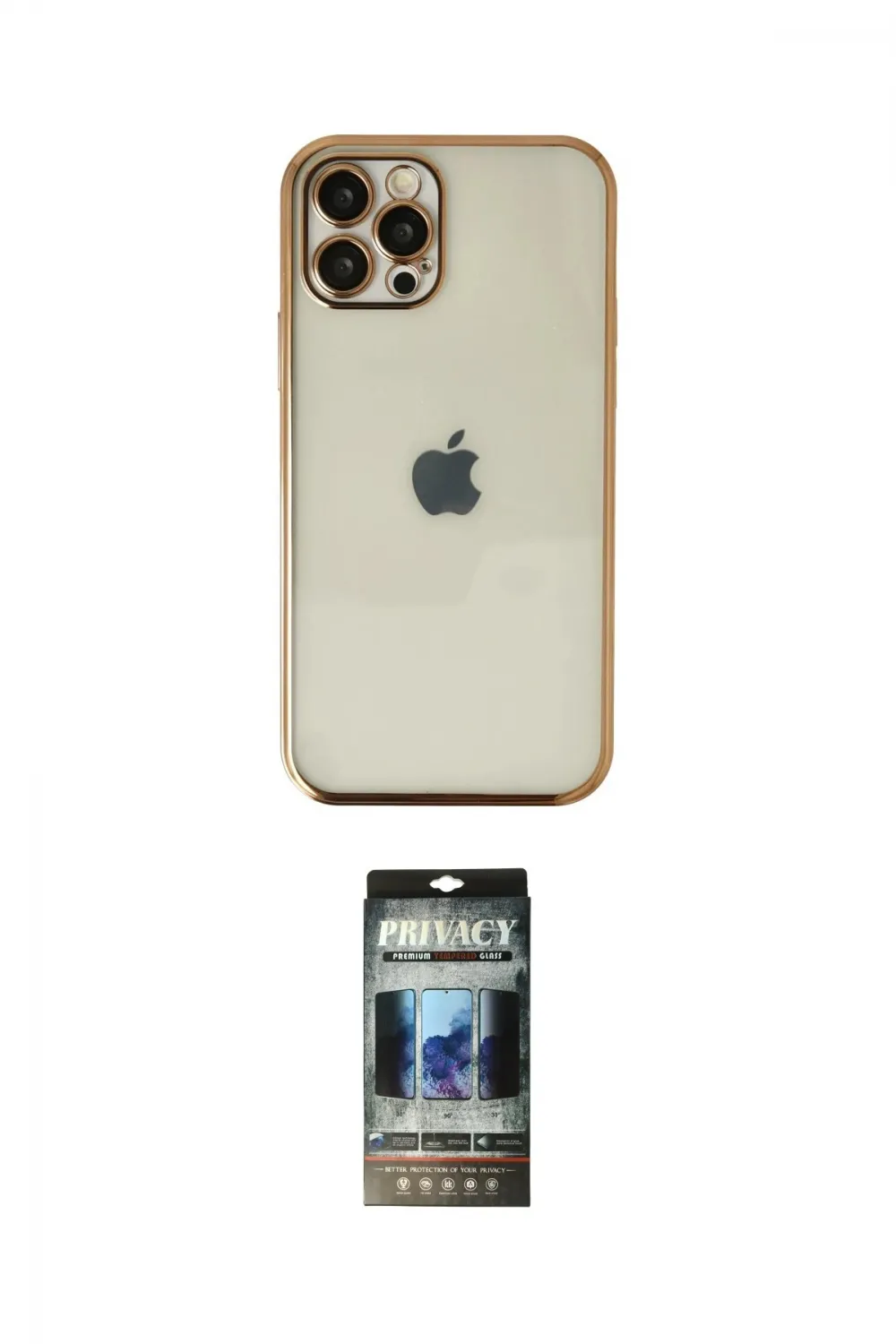 ieg™ iPhone 12 Pro Kılıf Vadi Minimal - Siyah 34D Hayalet Izgaralı Cam