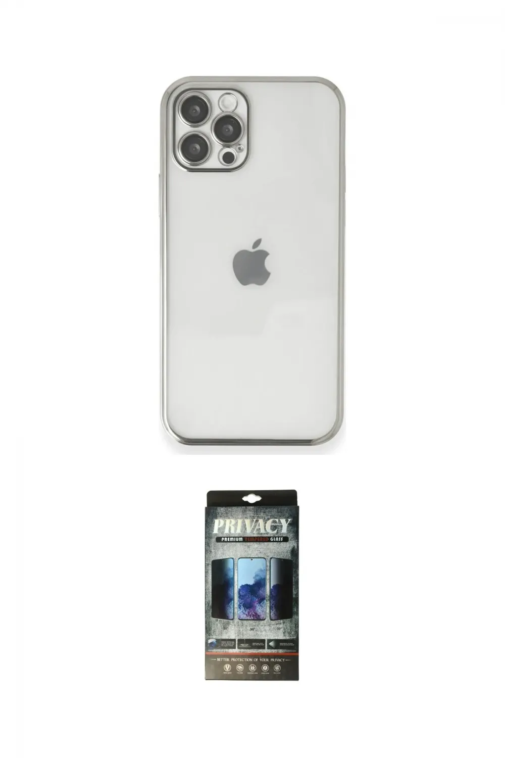 ieg™ iPhone 12 Pro Kılıf Vadi Minimal - Siyah 34D Hayalet Izgaralı Cam