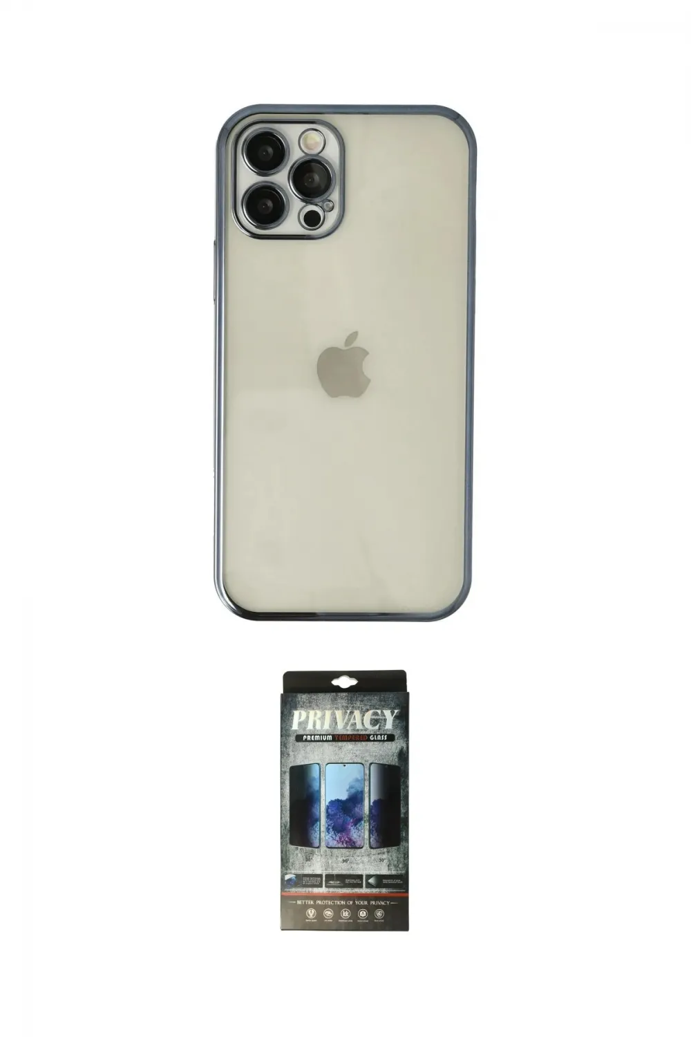 ieg™ iPhone 12 Pro Kılıf Vadi Minimal - Siyah 34D Hayalet Izgaralı Cam