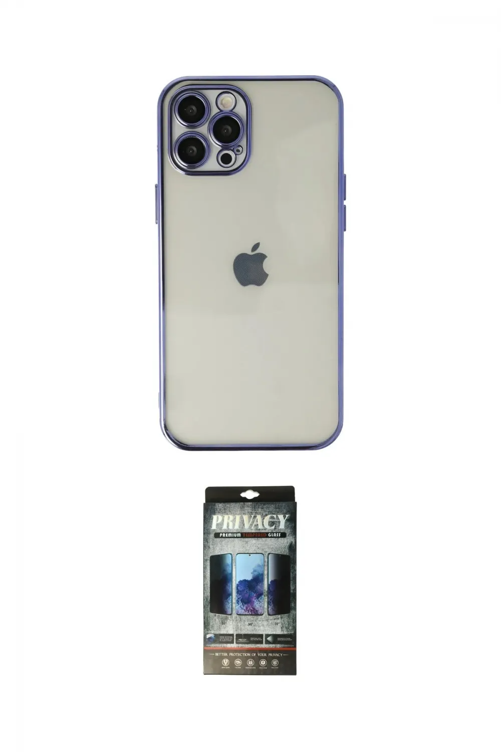 ieg™ iPhone 12 Pro Kılıf Vadi Minimal - Siyah 34D Hayalet Izgaralı Cam