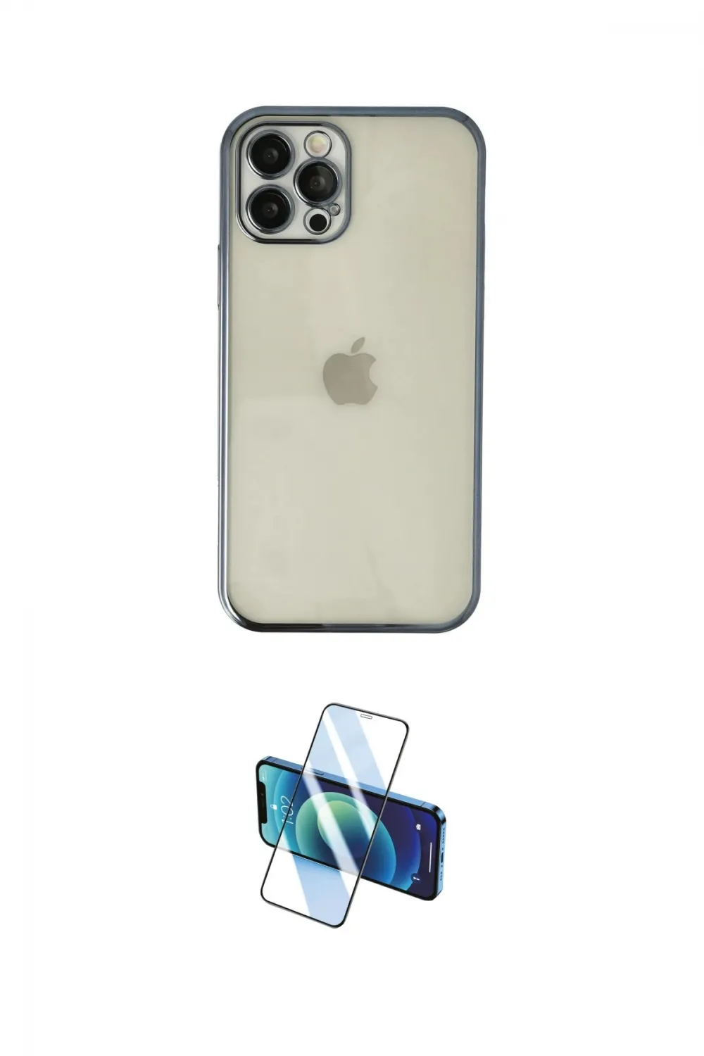 ieg™ iPhone 12 Pro Kılıf Vadi Minimal - Siyah 3D Antistatik Seramik Nano Ekran Koruyucu