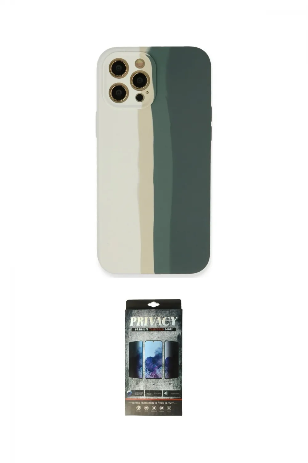 ieg™ iPhone 12 Pro Kılıf Yadigar Çizgi - Siyah 34D Hayalet Izgaralı Cam