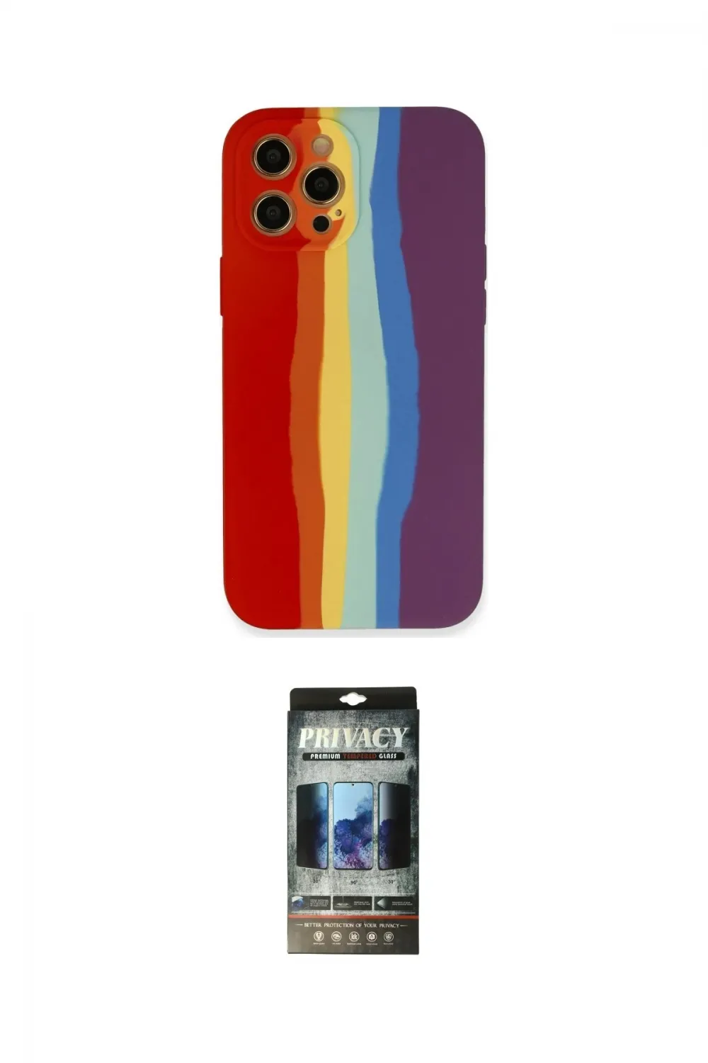 ieg™ iPhone 12 Pro Kılıf Yadigar Çizgi - Siyah 34D Hayalet Izgaralı Cam