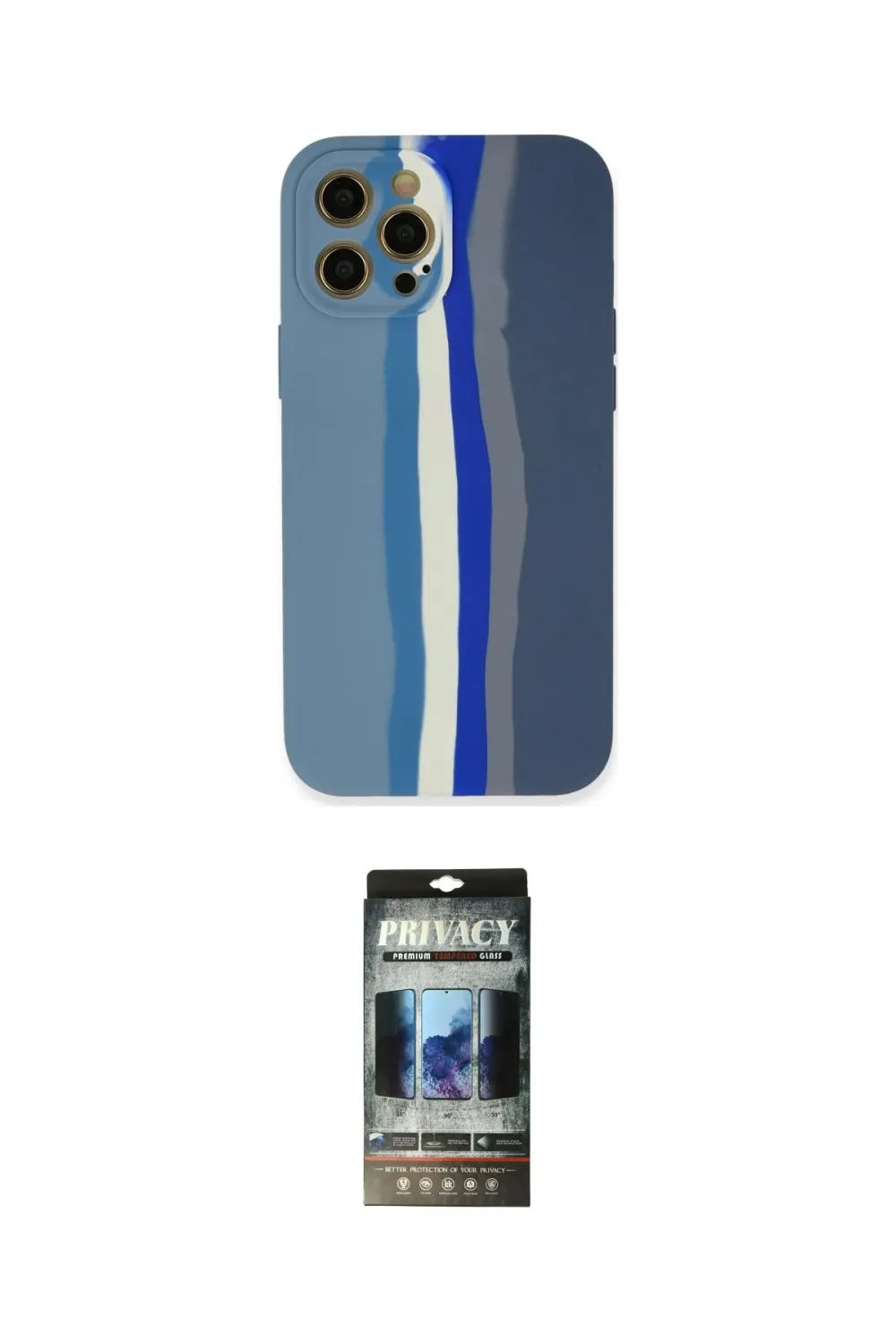ieg™ iPhone 12 Pro Kılıf Yadigar Çizgi - Siyah 34D Hayalet Izgaralı Cam