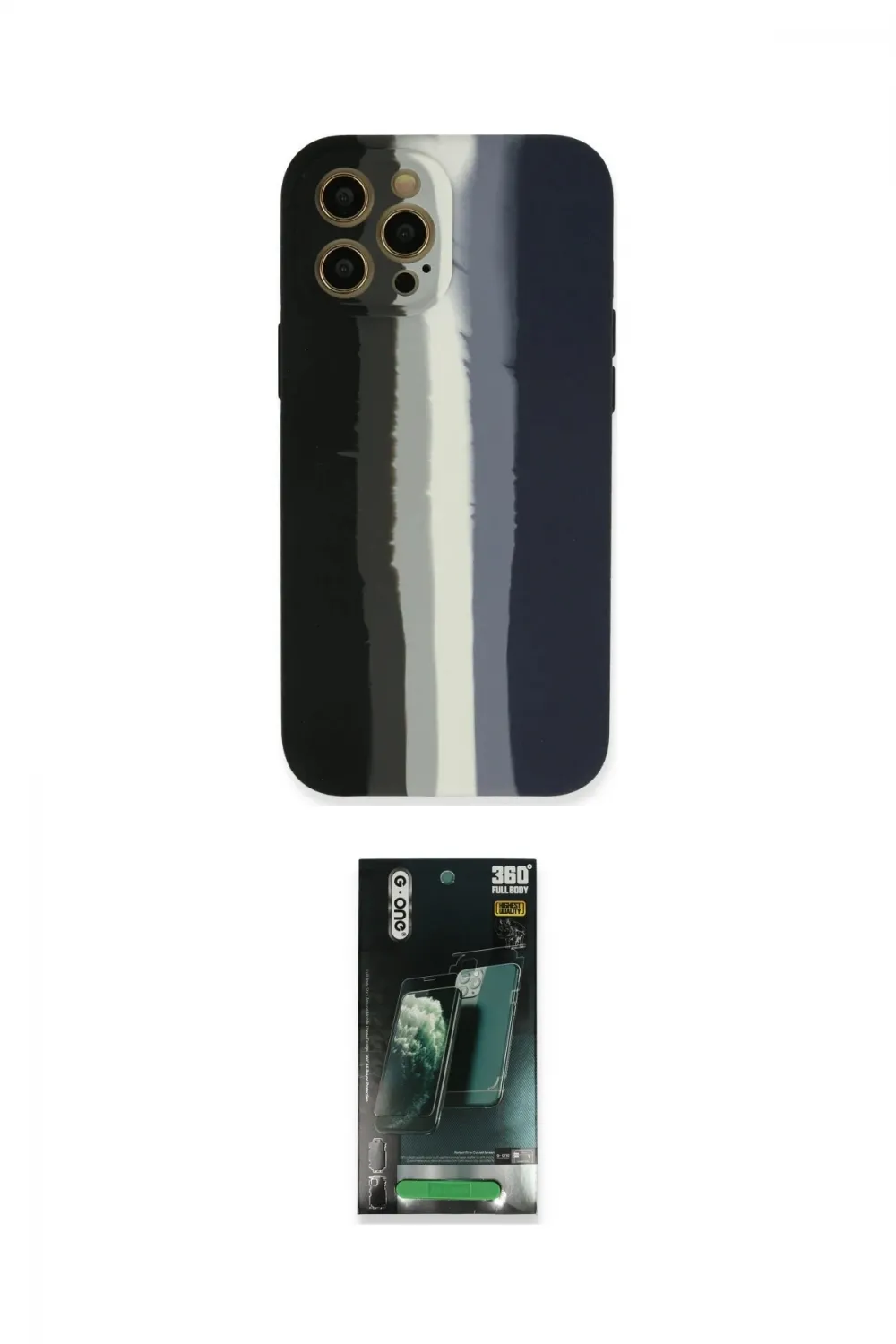 ieg™ iPhone 12 Pro Kılıf Yadigar Çizgi - Siyah 360 Mat Full Body Arka Koruyucu
