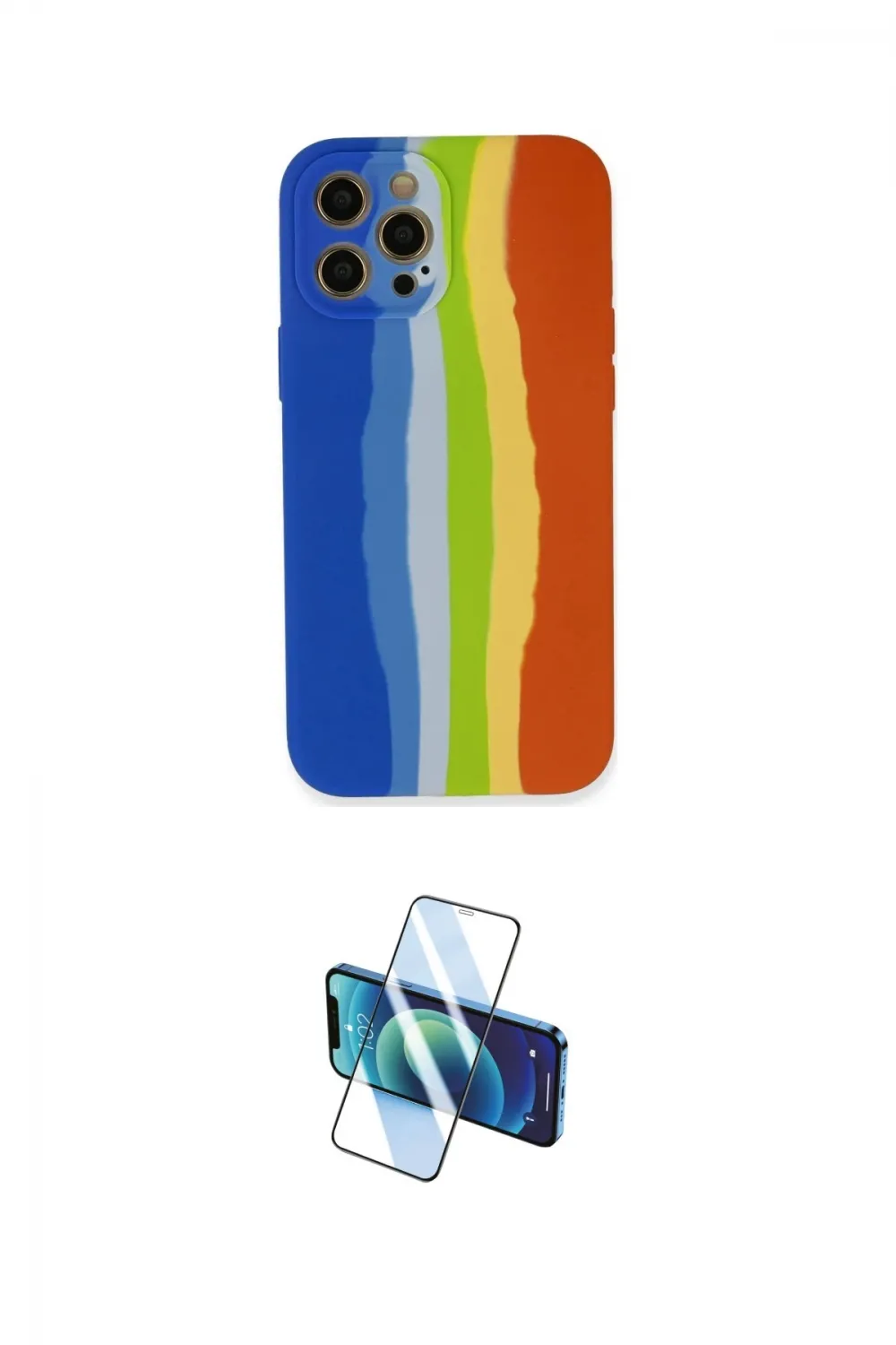 ieg™ iPhone 12 Pro Kılıf Yadigar Çizgi - Siyah 3D Antistatik Cam Ekran Koruyucu