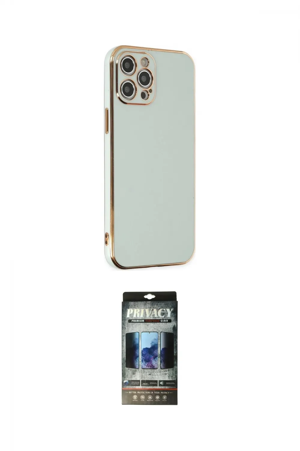 ieg™ iPhone 12 Pro Kılıf Yankı Serisi - Siyah 34D Hayalet Izgaralı Cam