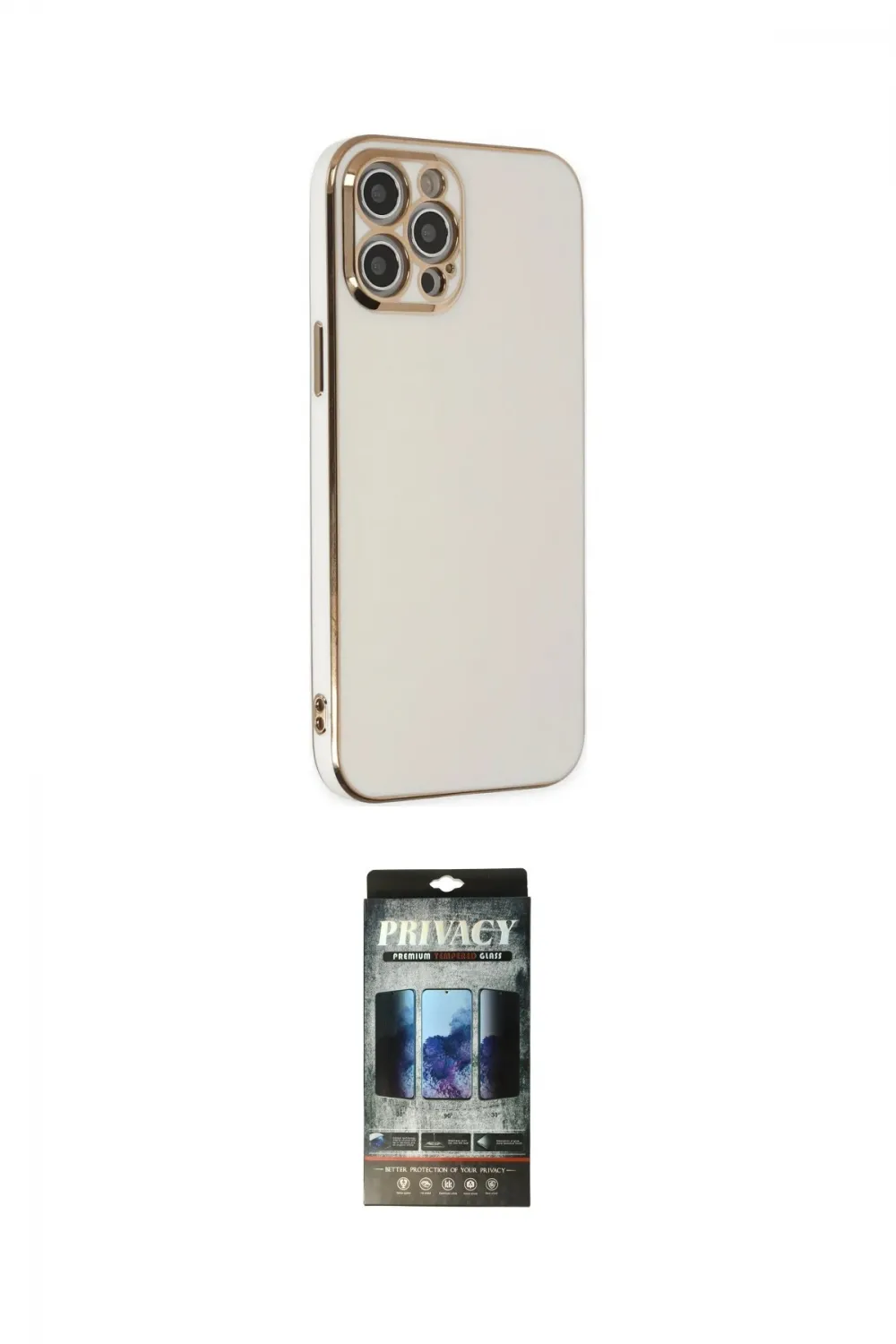 ieg™ iPhone 12 Pro Kılıf Yankı Serisi - Siyah 34D Hayalet Izgaralı Cam