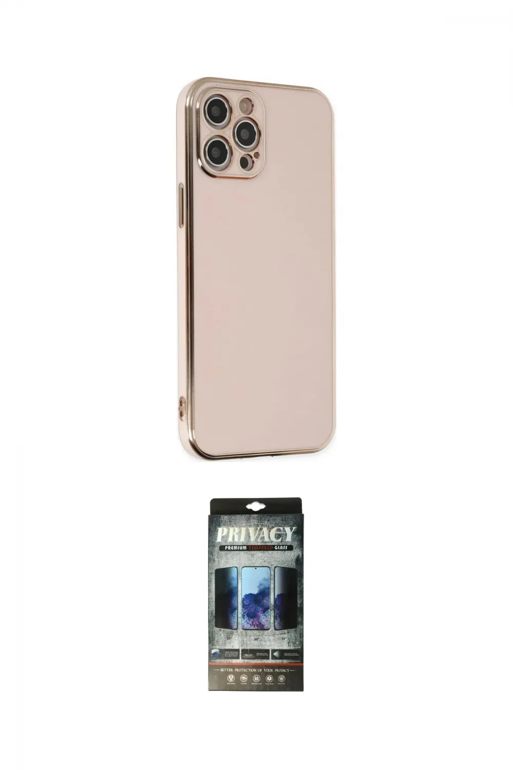 ieg™ iPhone 12 Pro Kılıf Yankı Serisi - Siyah 34D Hayalet Izgaralı Cam