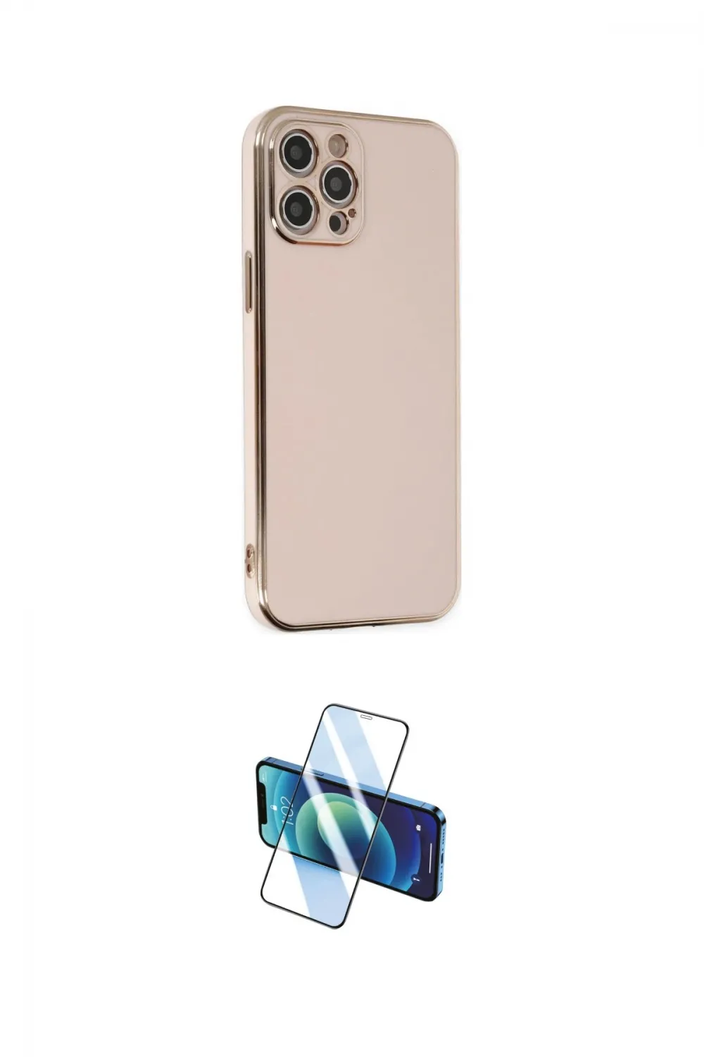 ieg™ iPhone 12 Pro Kılıf Yankı Serisi - Siyah 3D Antistatik Cam Ekran Koruyucu