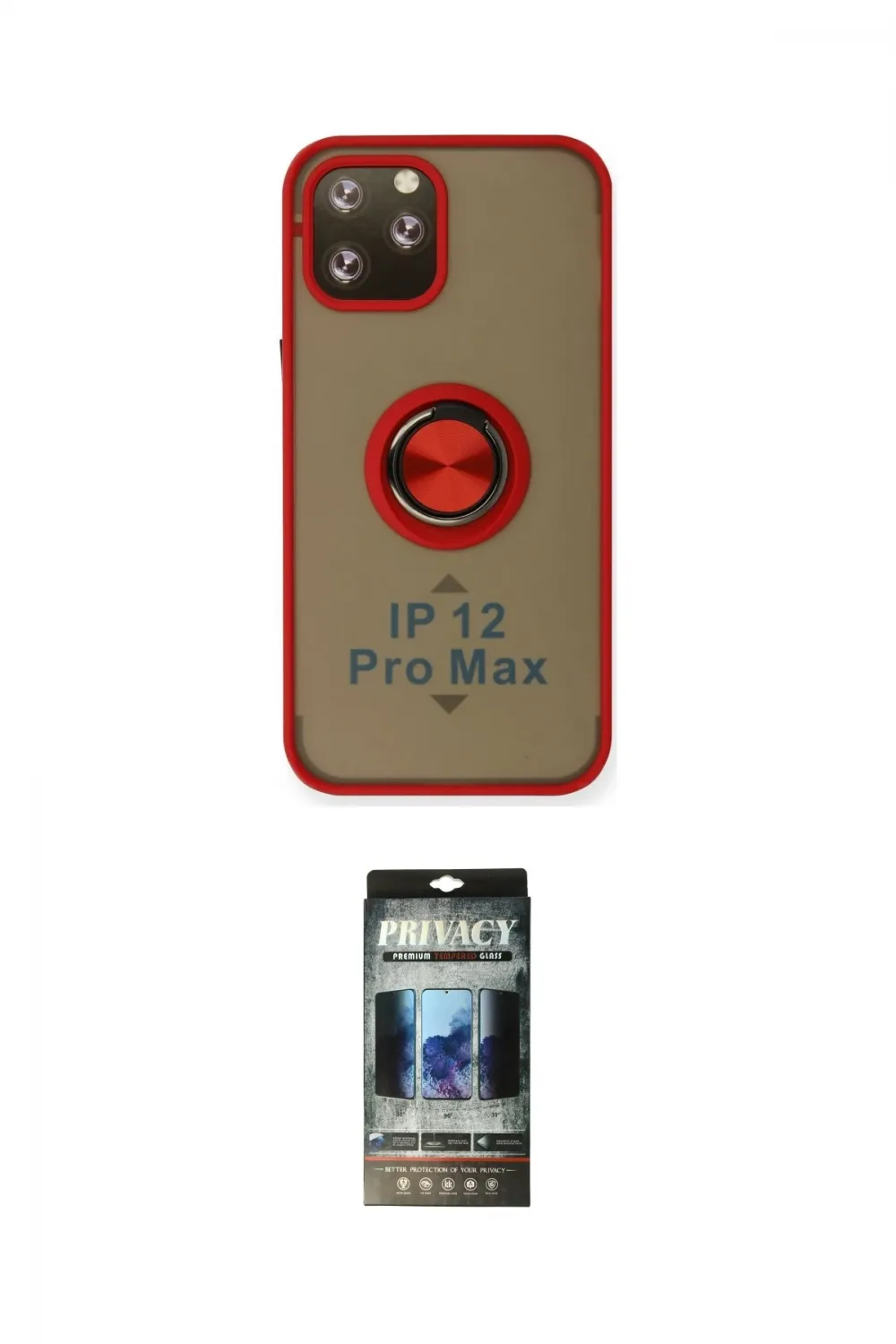 ieg™ iPhone 12 Pro Kılıf Yörünge Çizgi - Siyah 34D Hayalet Izgaralı Cam