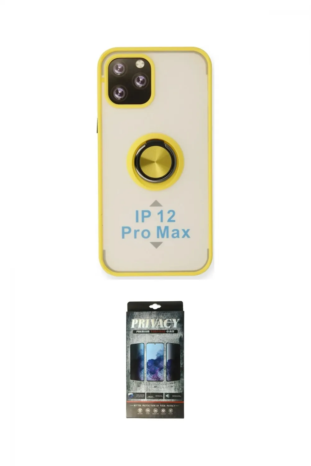 ieg™ iPhone 12 Pro Kılıf Yörünge Çizgi - Siyah 34D Hayalet Izgaralı Cam