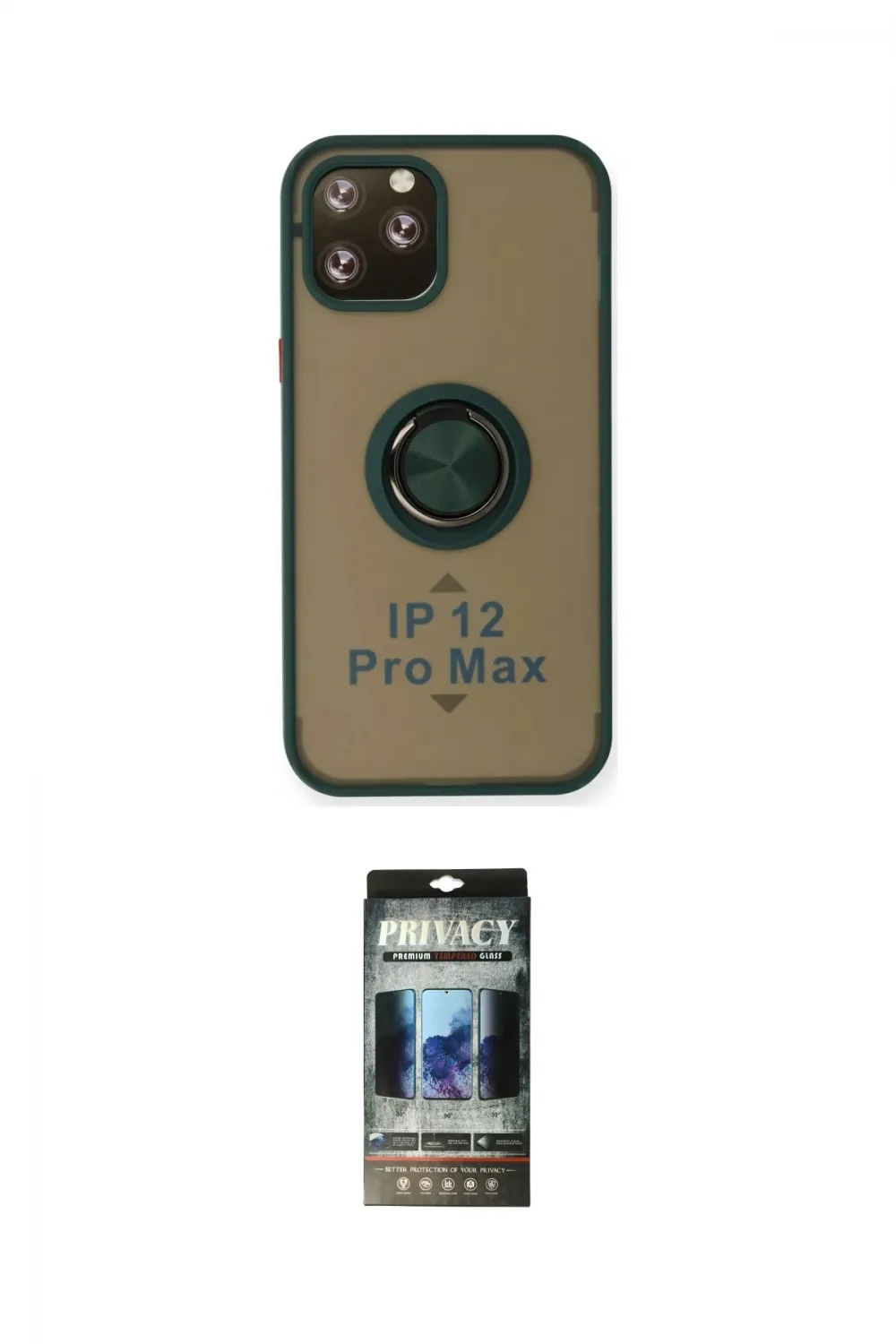 ieg™ iPhone 12 Pro Kılıf Yörünge Çizgi - Siyah 34D Hayalet Izgaralı Cam