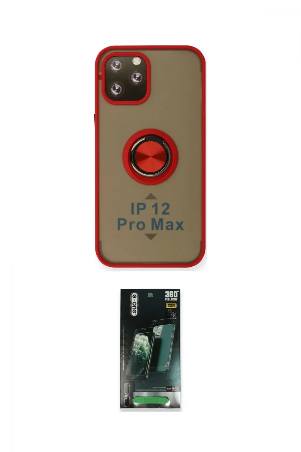 ieg™ iPhone 12 Pro Kılıf Yörünge Çizgi - Siyah 360 Mat Full Body Arka Koruyucu