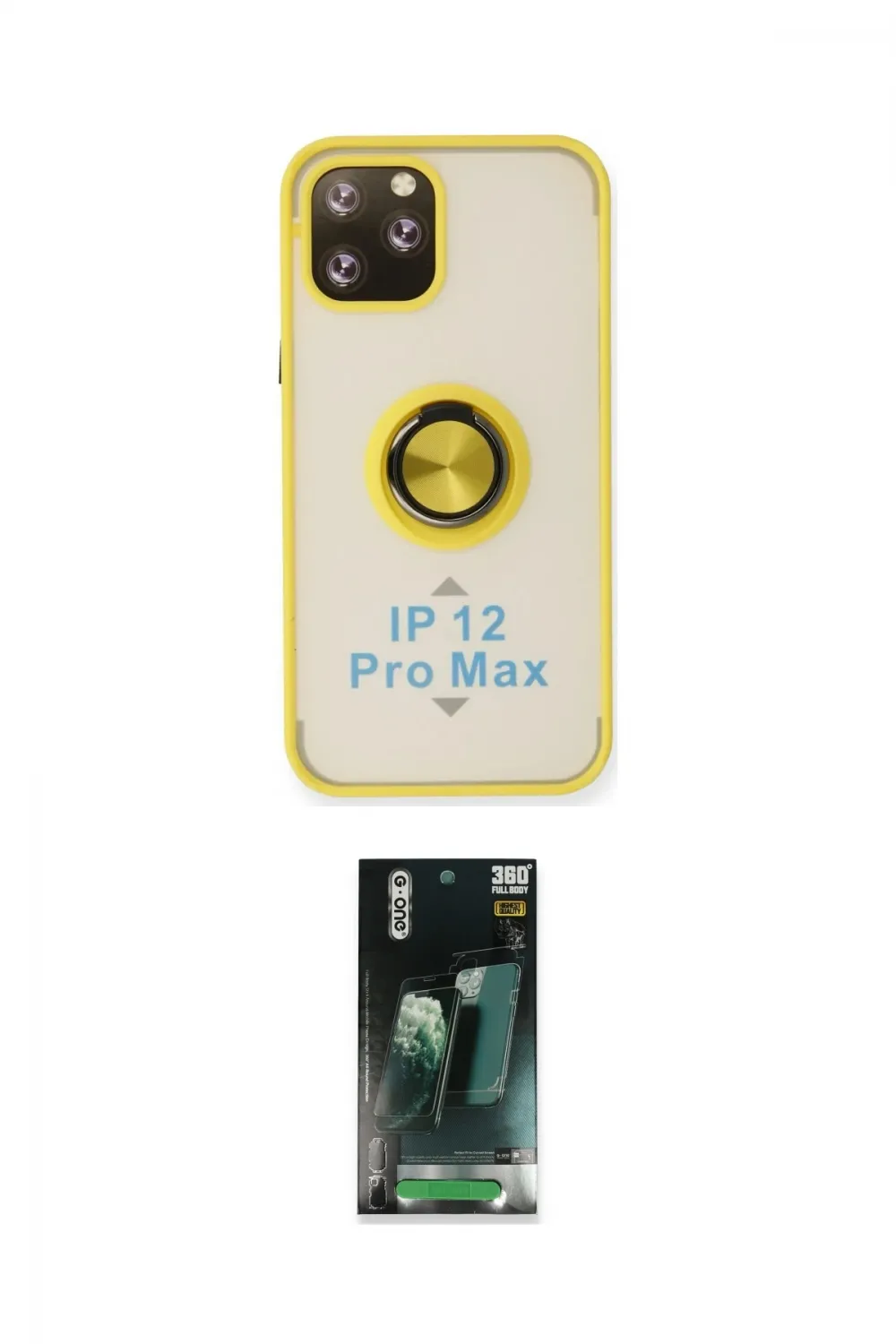 ieg™ iPhone 12 Pro Kılıf Yörünge Çizgi - Siyah 360 Mat Full Body Arka Koruyucu