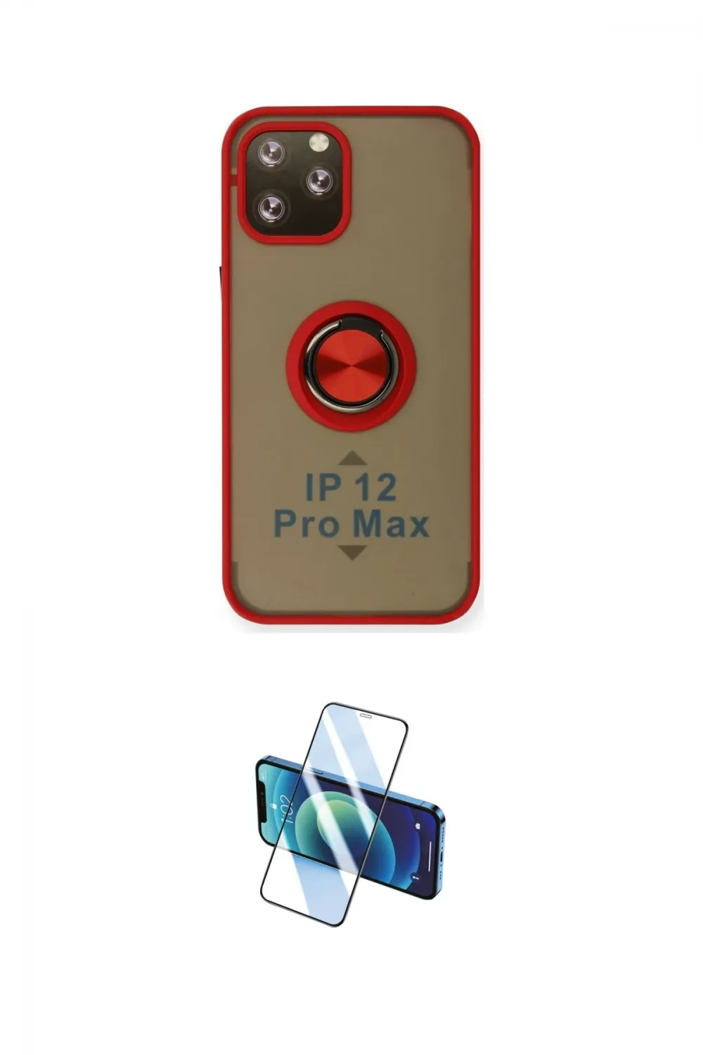 ieg™ iPhone 12 Pro Kılıf Yörünge Çizgi - Siyah 3D Antistatik Cam Ekran Koruyucu