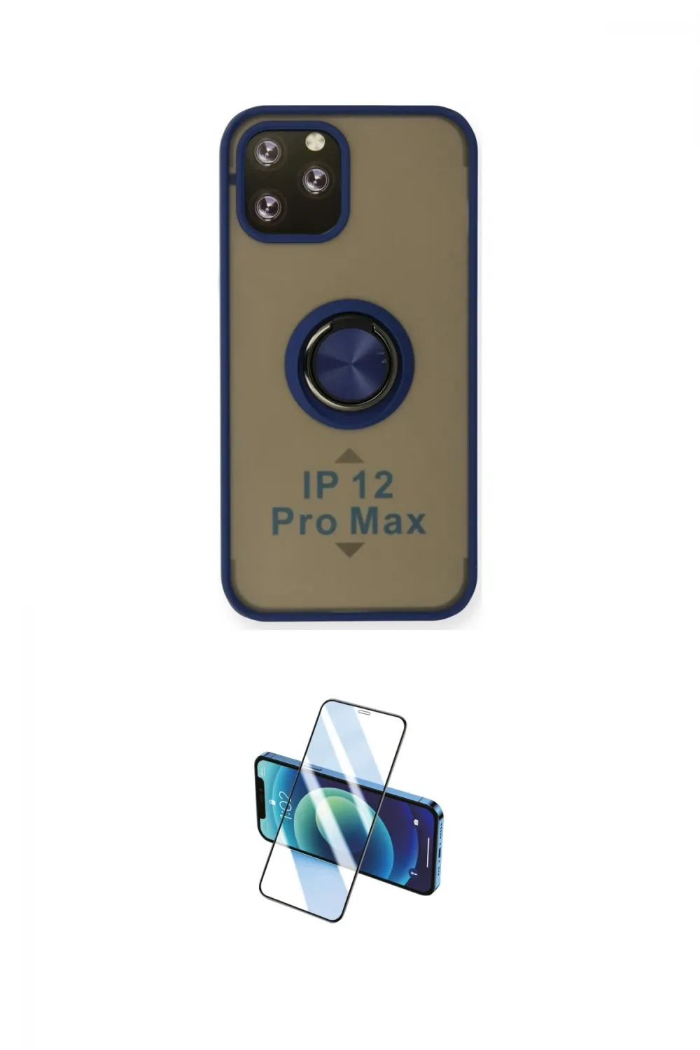 ieg™ iPhone 12 Pro Kılıf Yörünge Çizgi - Siyah 3D Antistatik Cam Ekran Koruyucu