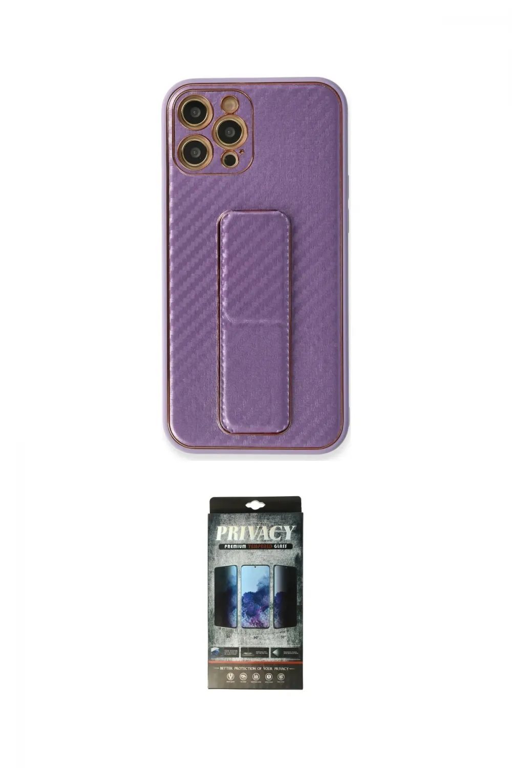 ieg™ iPhone 12 Pro Kılıf Yörünge Yansıma - Siyah 34D Hayalet Izgaralı Cam