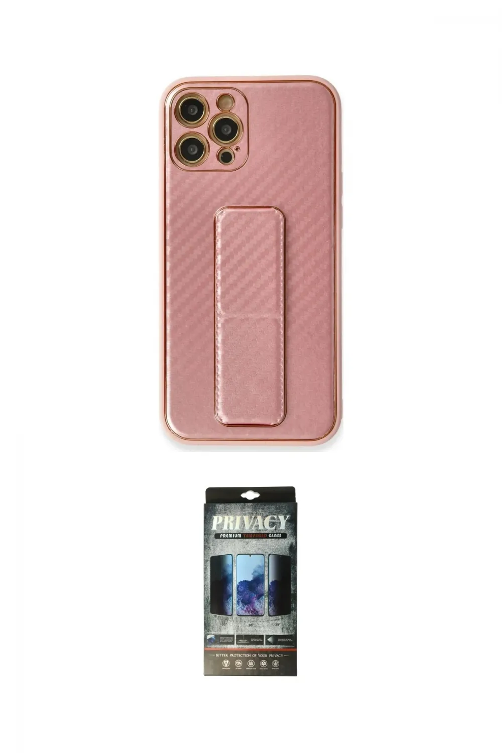 ieg™ iPhone 12 Pro Kılıf Yörünge Yansıma - Siyah 34D Hayalet Izgaralı Cam