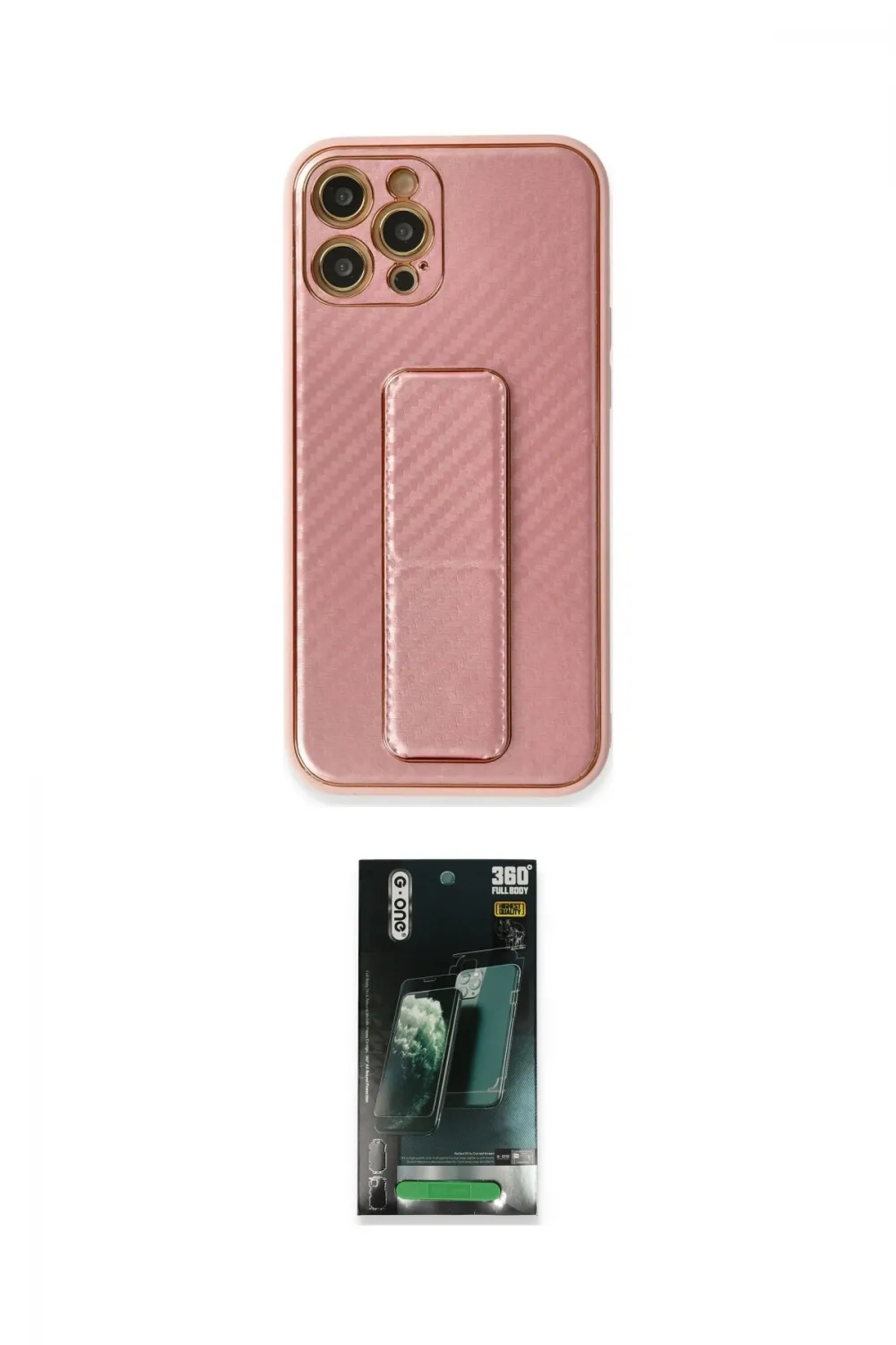 ieg™ iPhone 12 Pro Kılıf Yörünge Yansıma - Siyah 360 Mat Full Body Arka Koruyucu